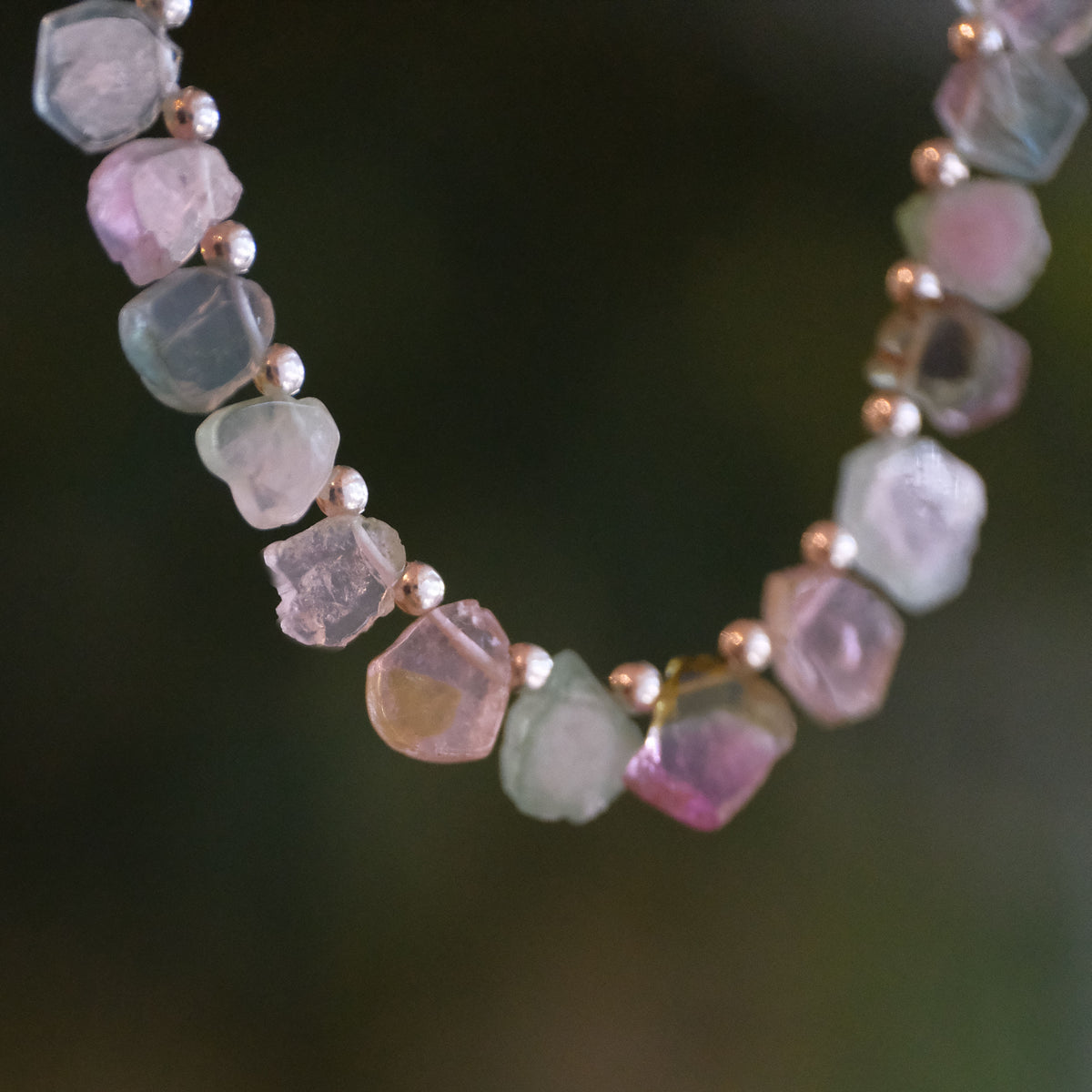 Raw Tourmaline Slice Pennant Necklace