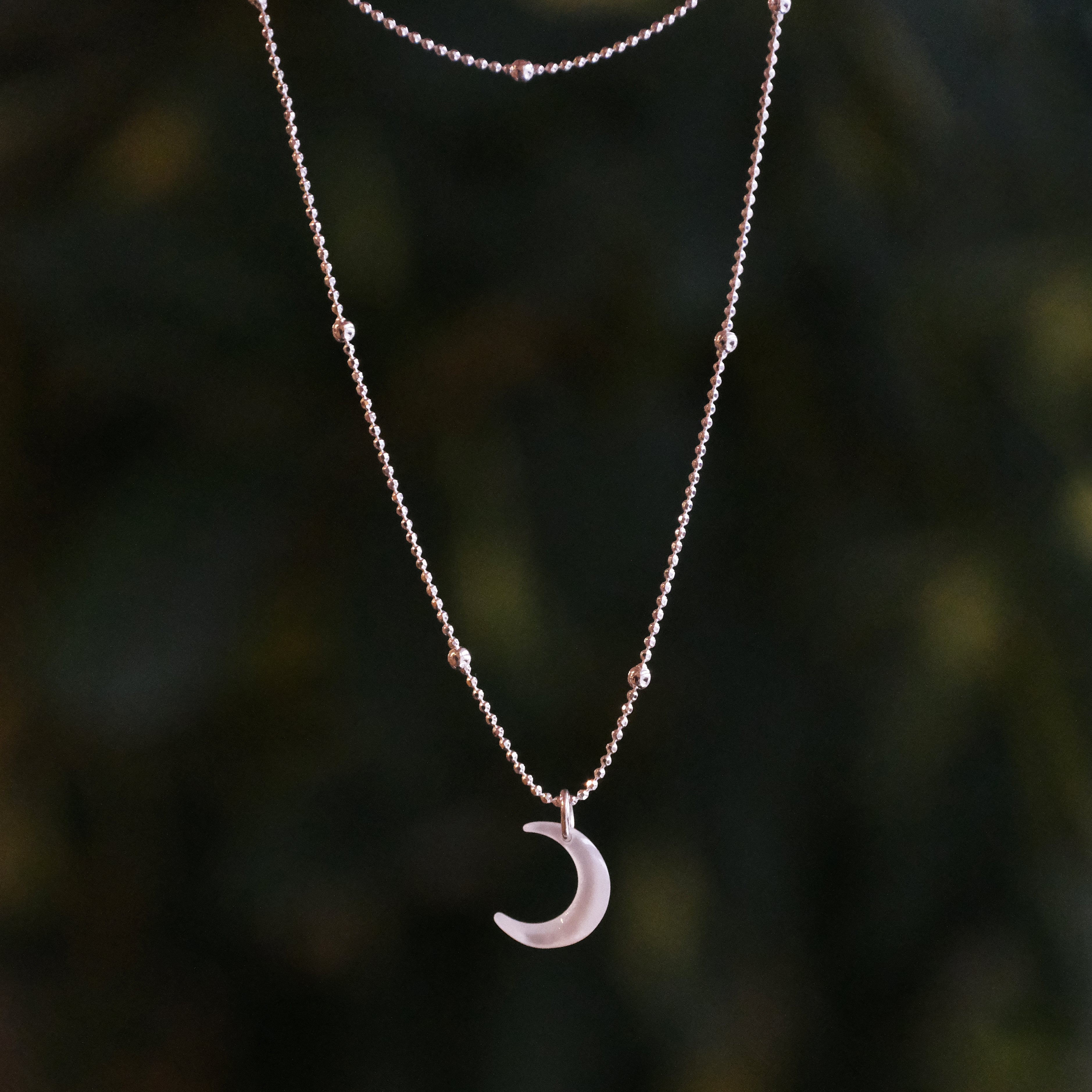 Mother of Pearl + Sterling Moon Necklace