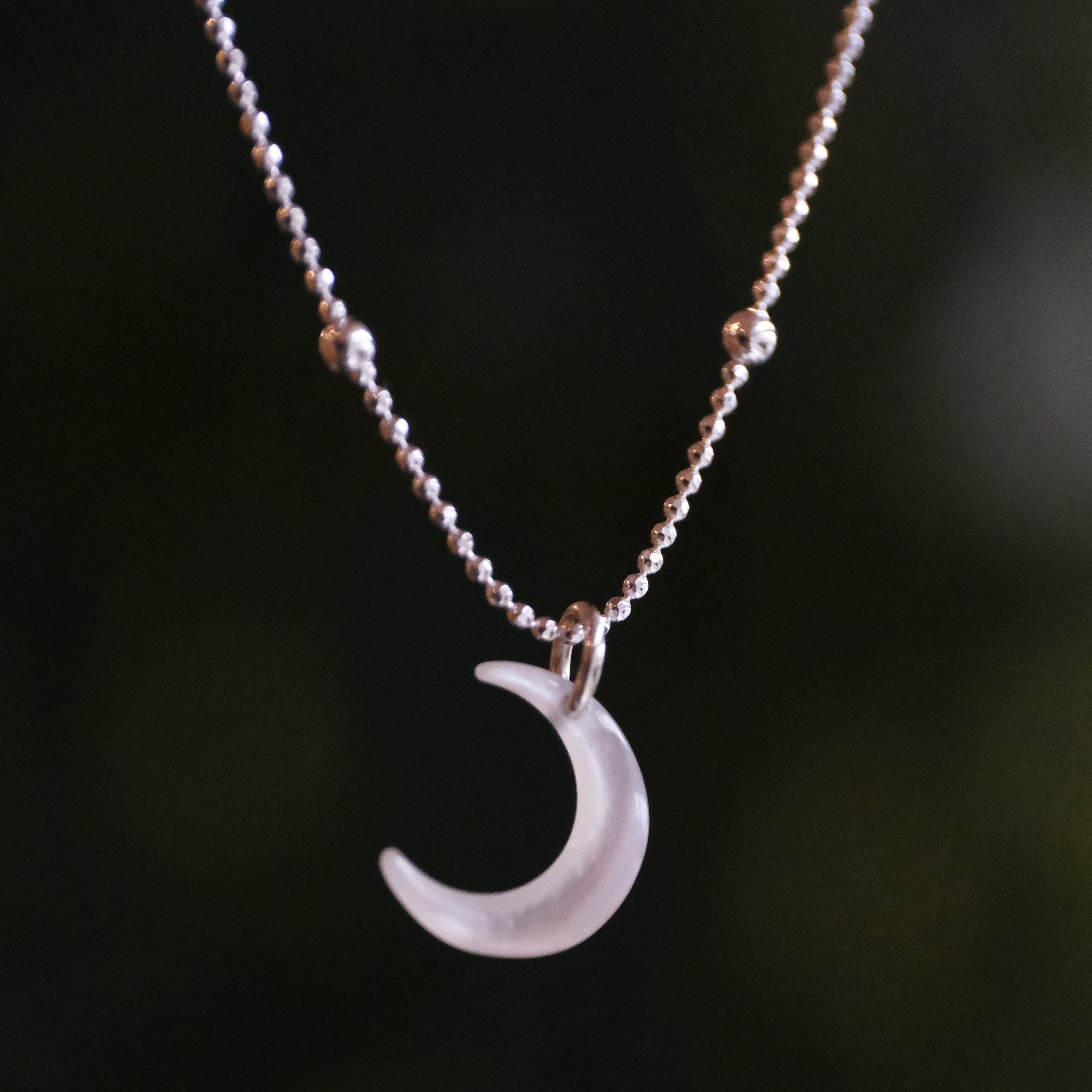 Mother of Pearl + Sterling Moon Necklace
