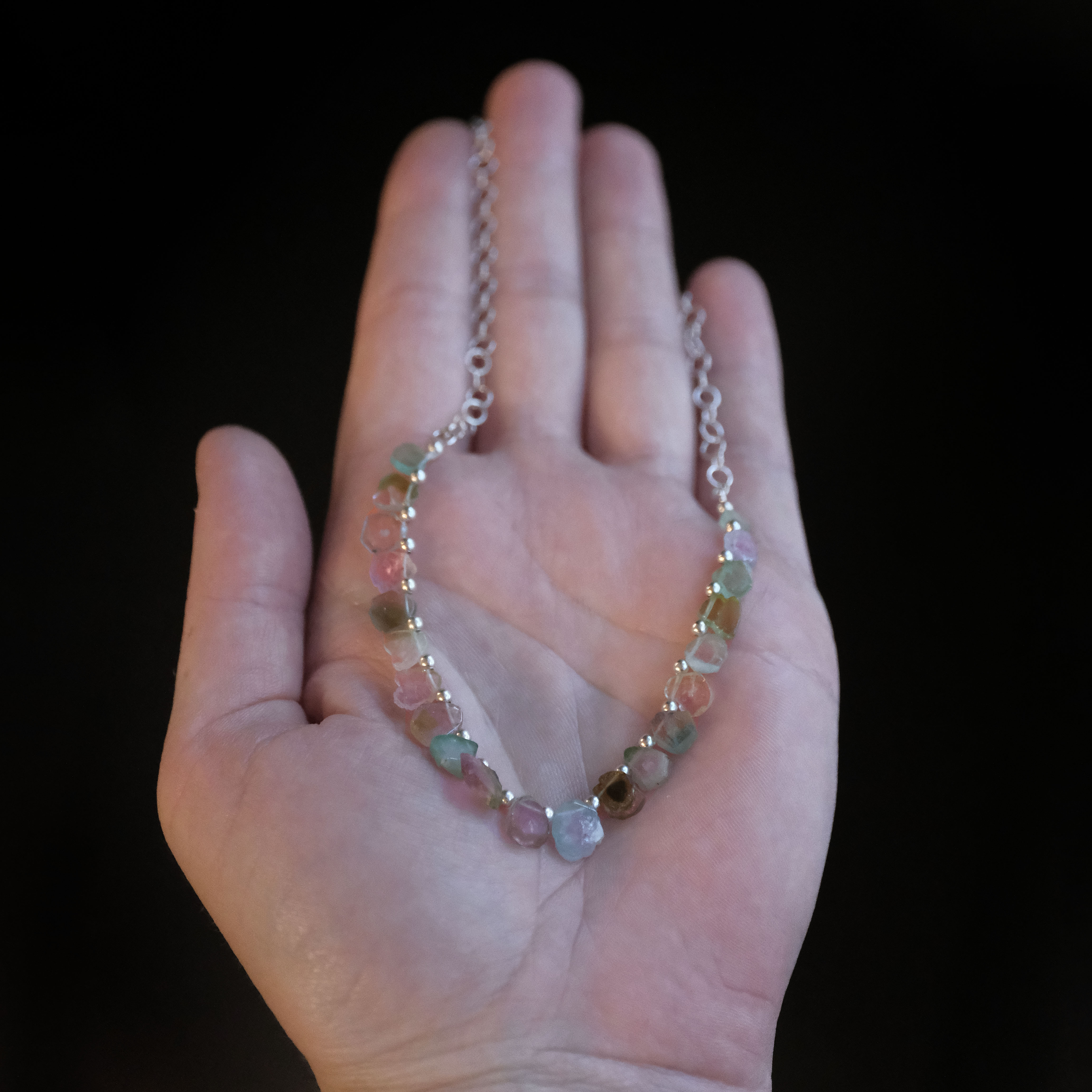 Raw Tourmaline Slice Pennant Necklace