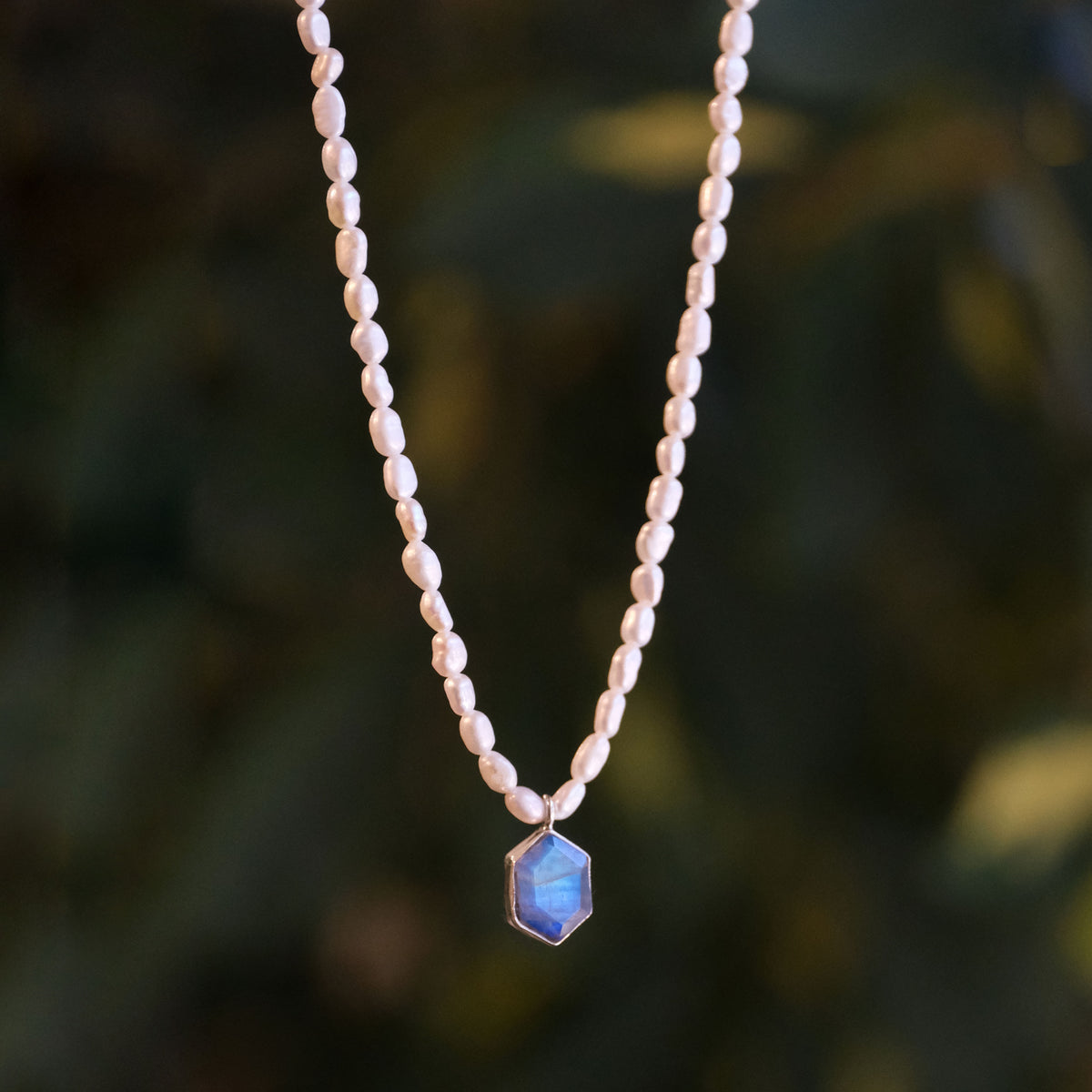 Freshwater Pearl + Moonstone Hexi Necklace - One of a Kind