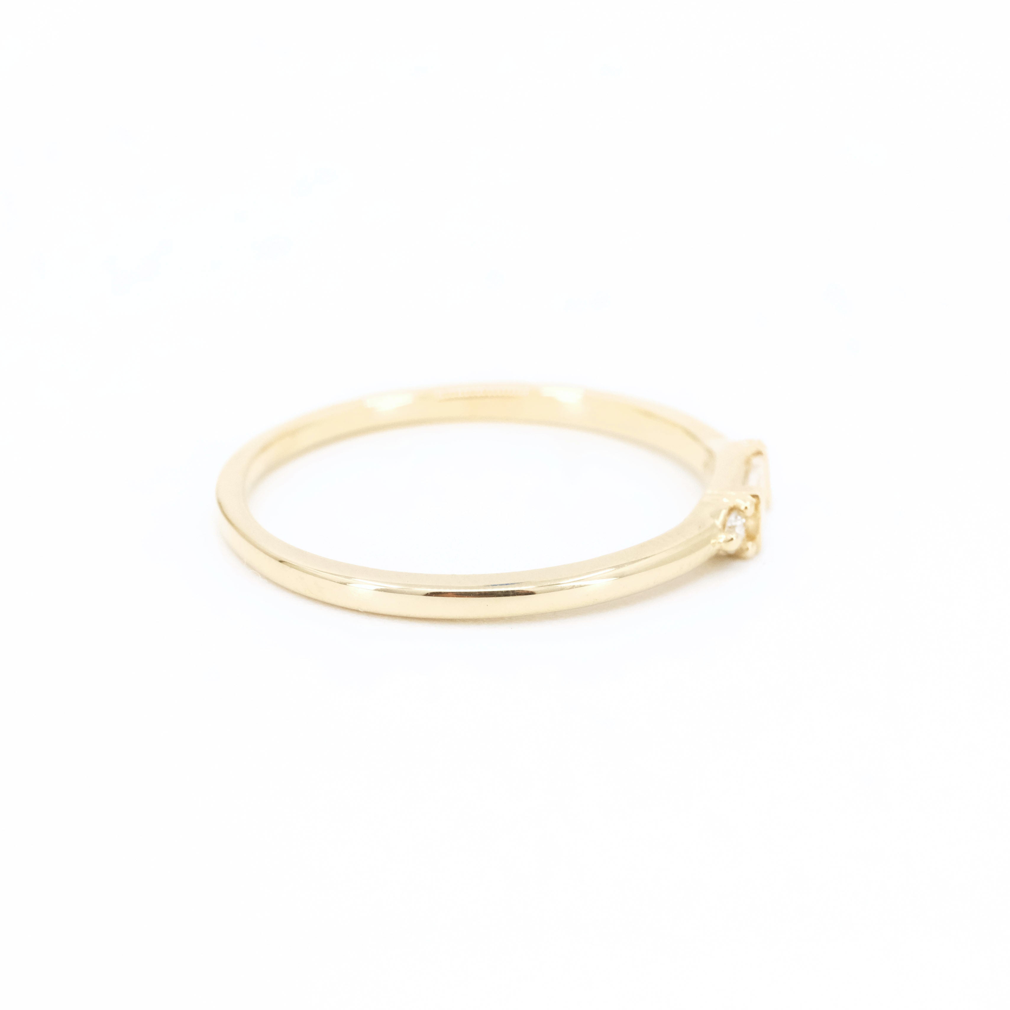 14k + Natural Diamond Needlepoint Ring