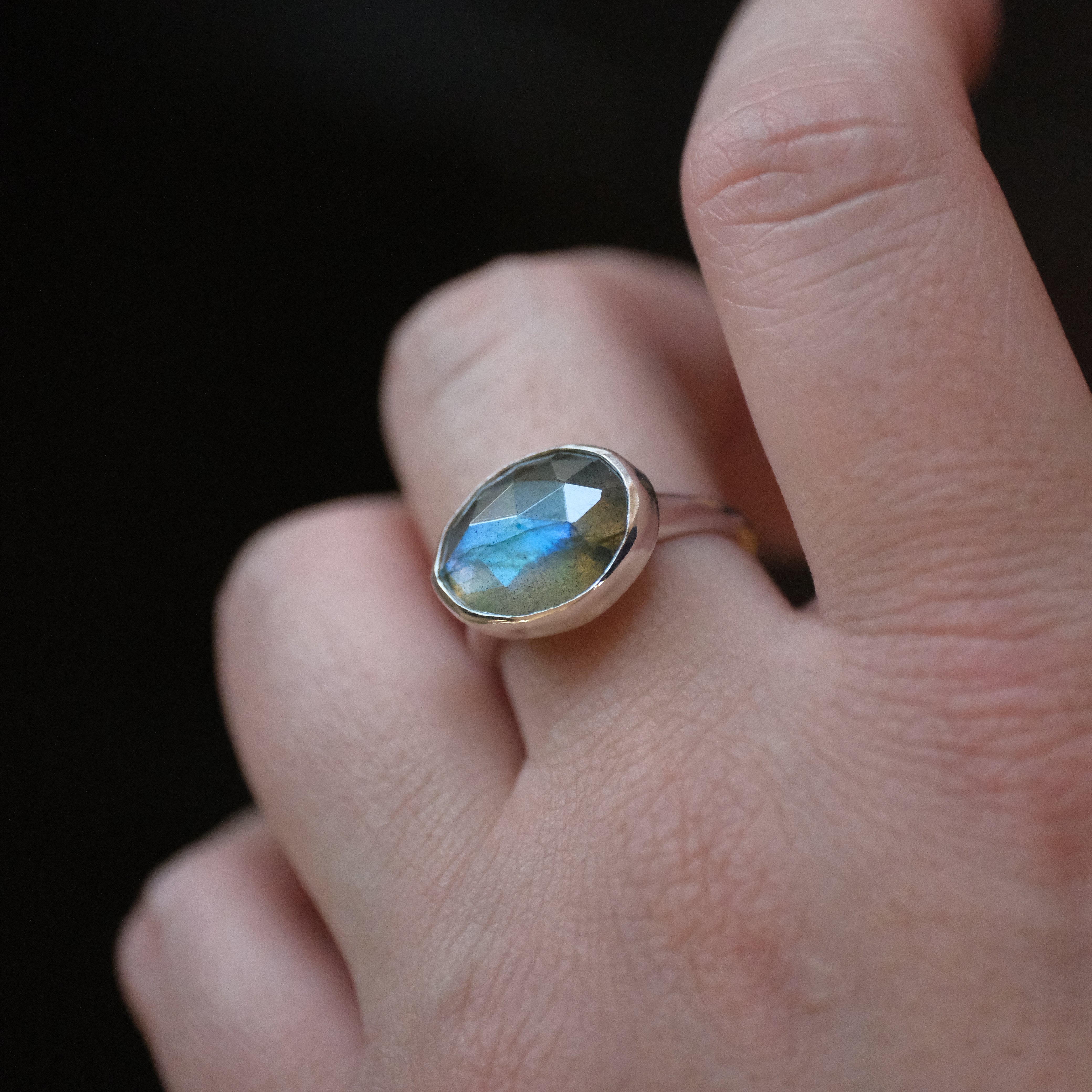 Labradorite Curve Ring (Size 7) - One of a Kind