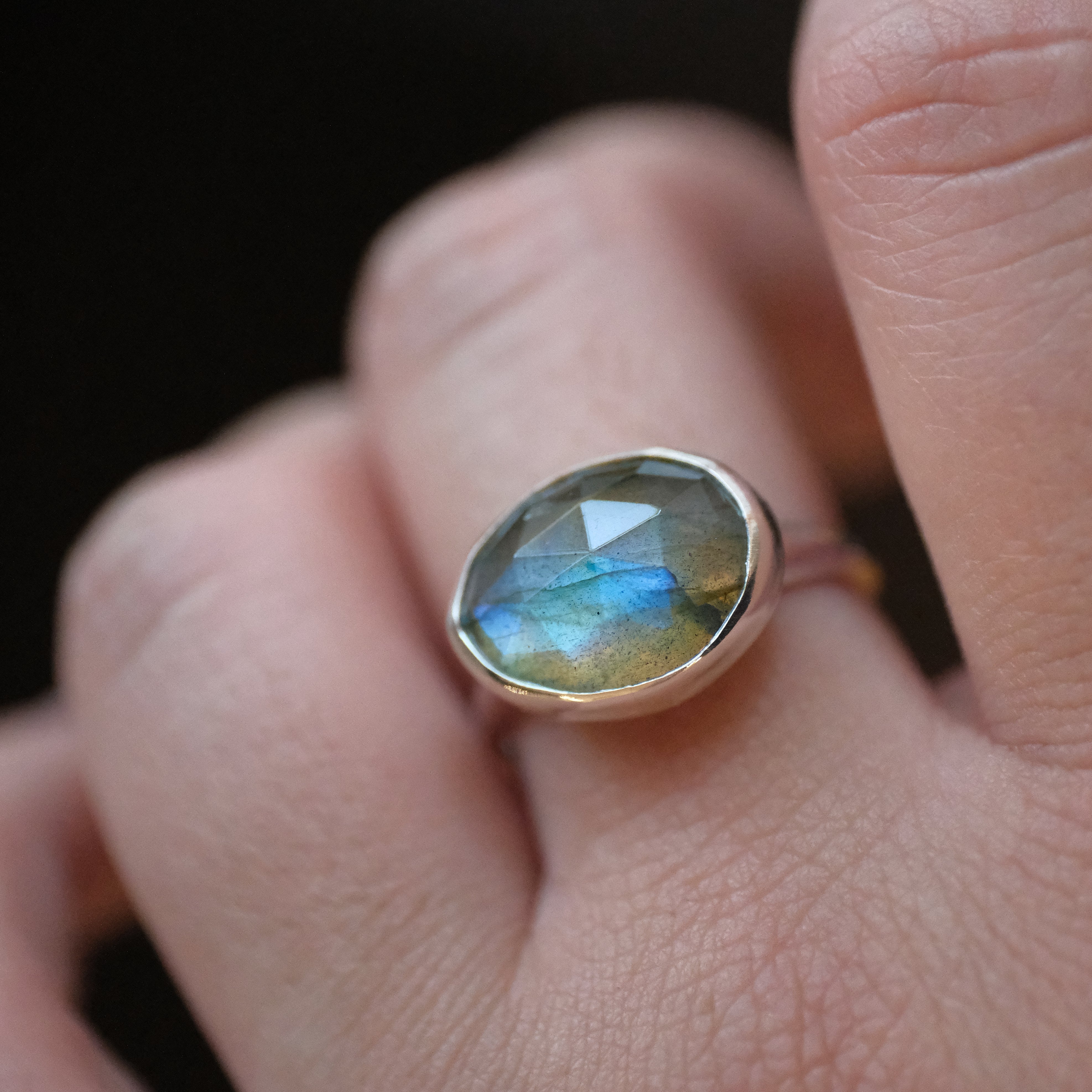 Labradorite Curve Ring (Size 7) - One of a Kind