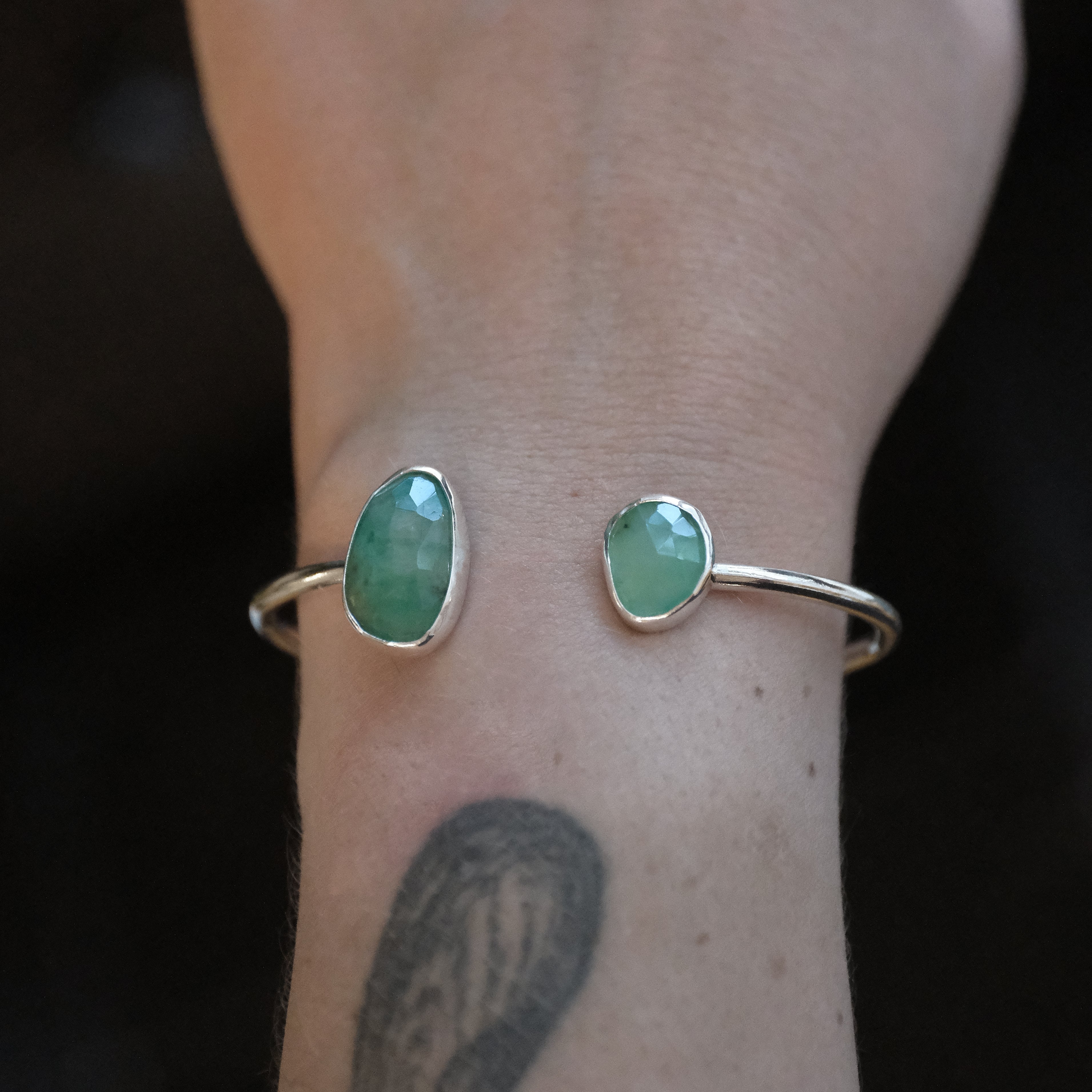 Brazilian Emerald Duo Cuff - One of a Kind