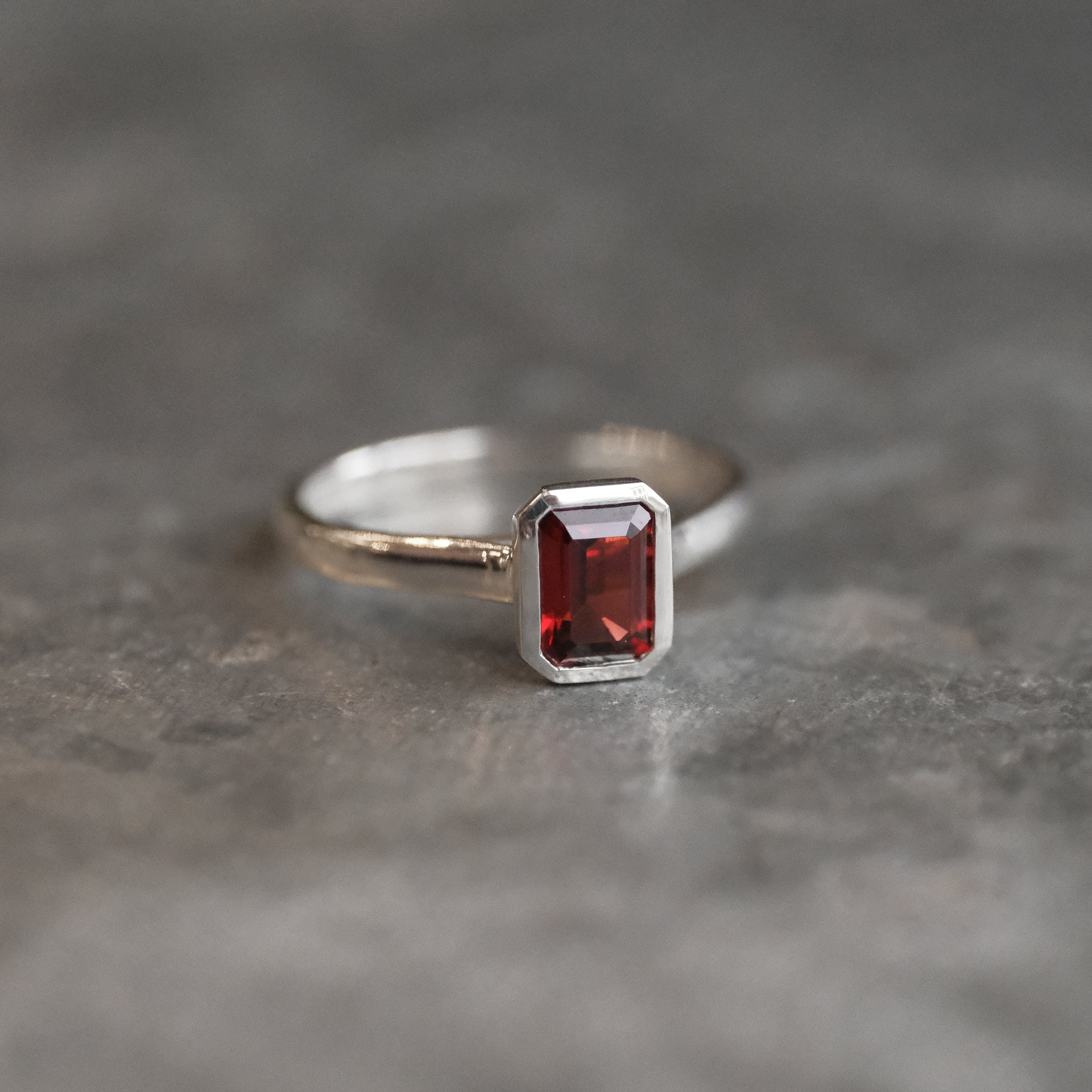 Garnet + Sterling Arches Ring (Size 7)