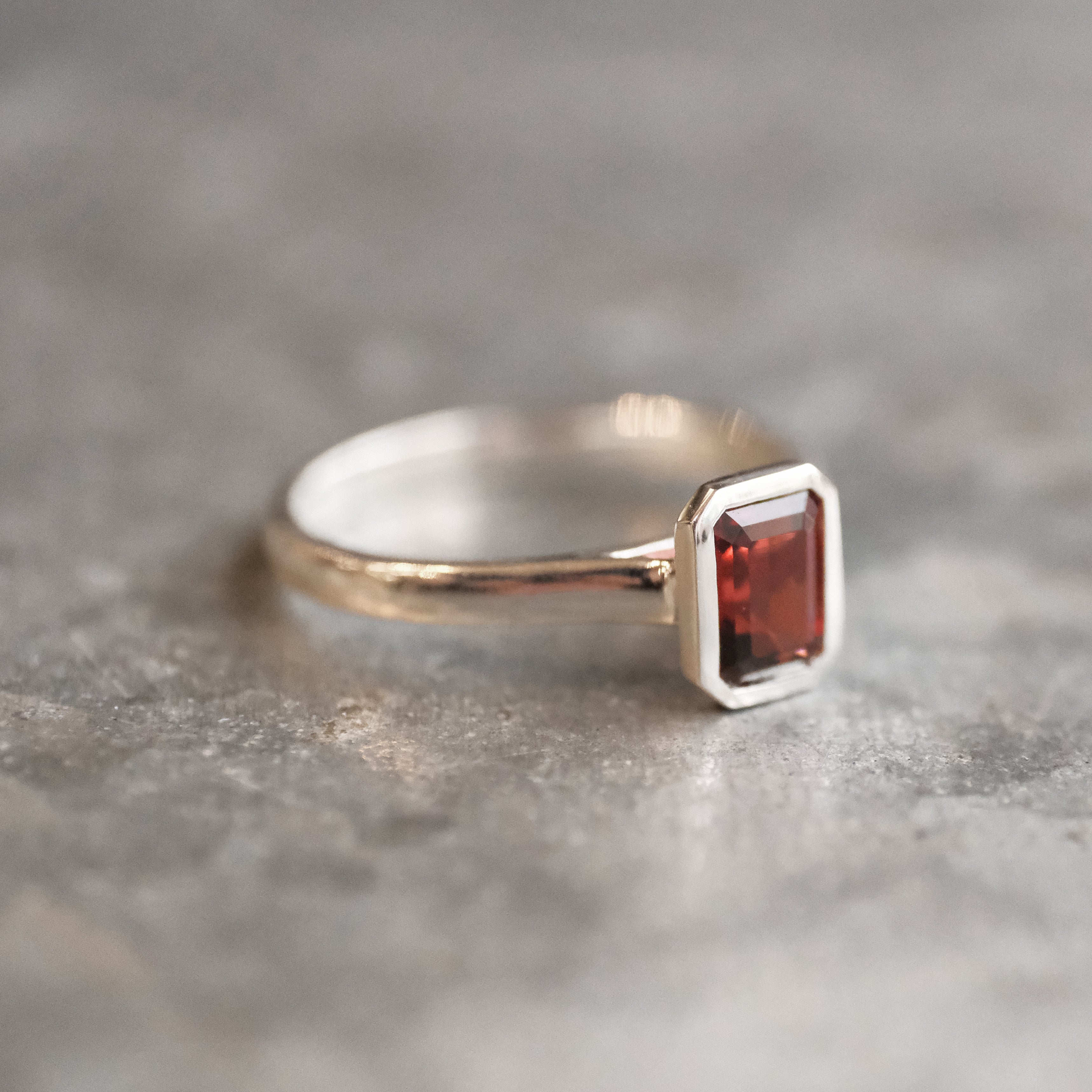 Garnet + Sterling Arches Ring (Size 7)