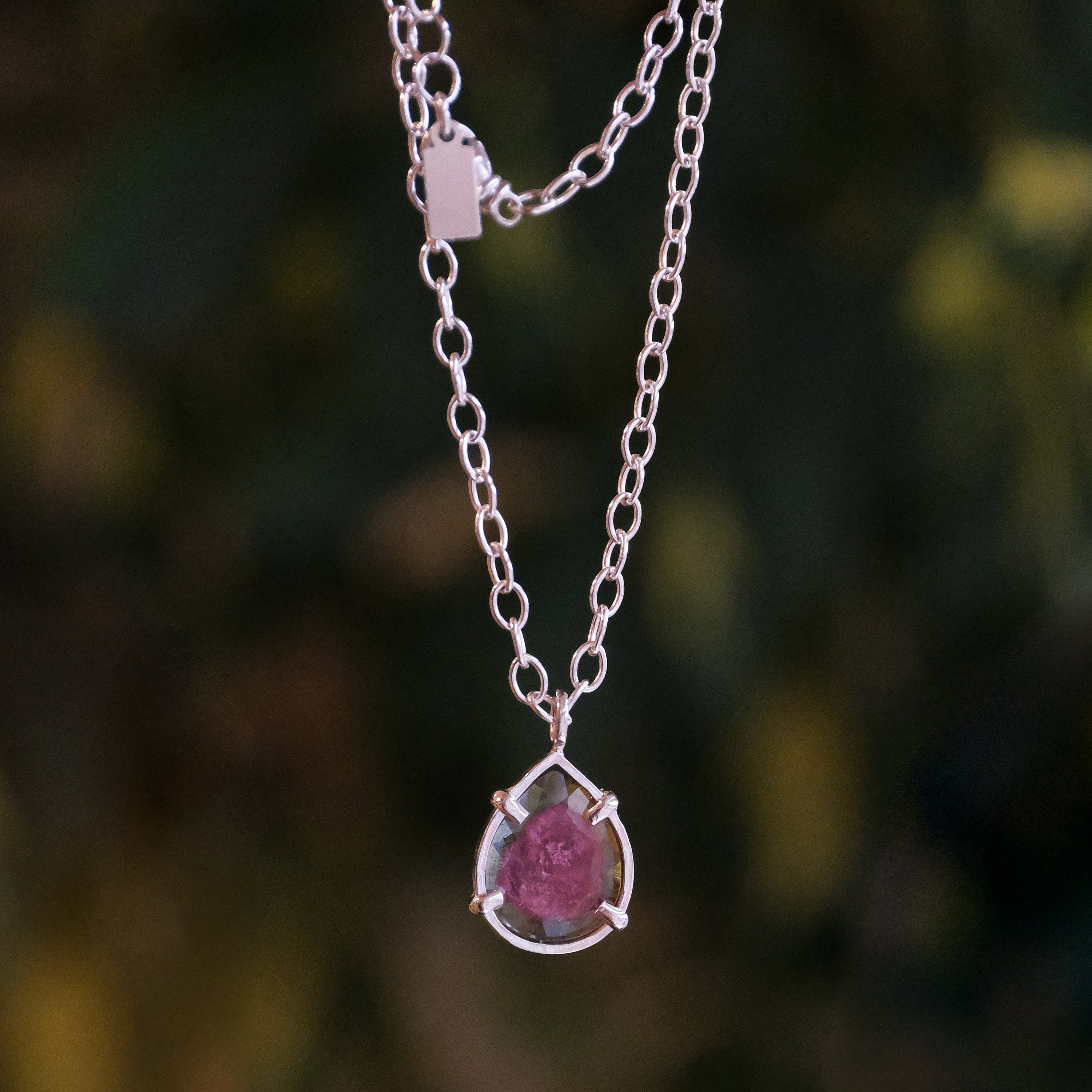 Watermelon Tourmaline Vidrio Necklace - One of a Kind