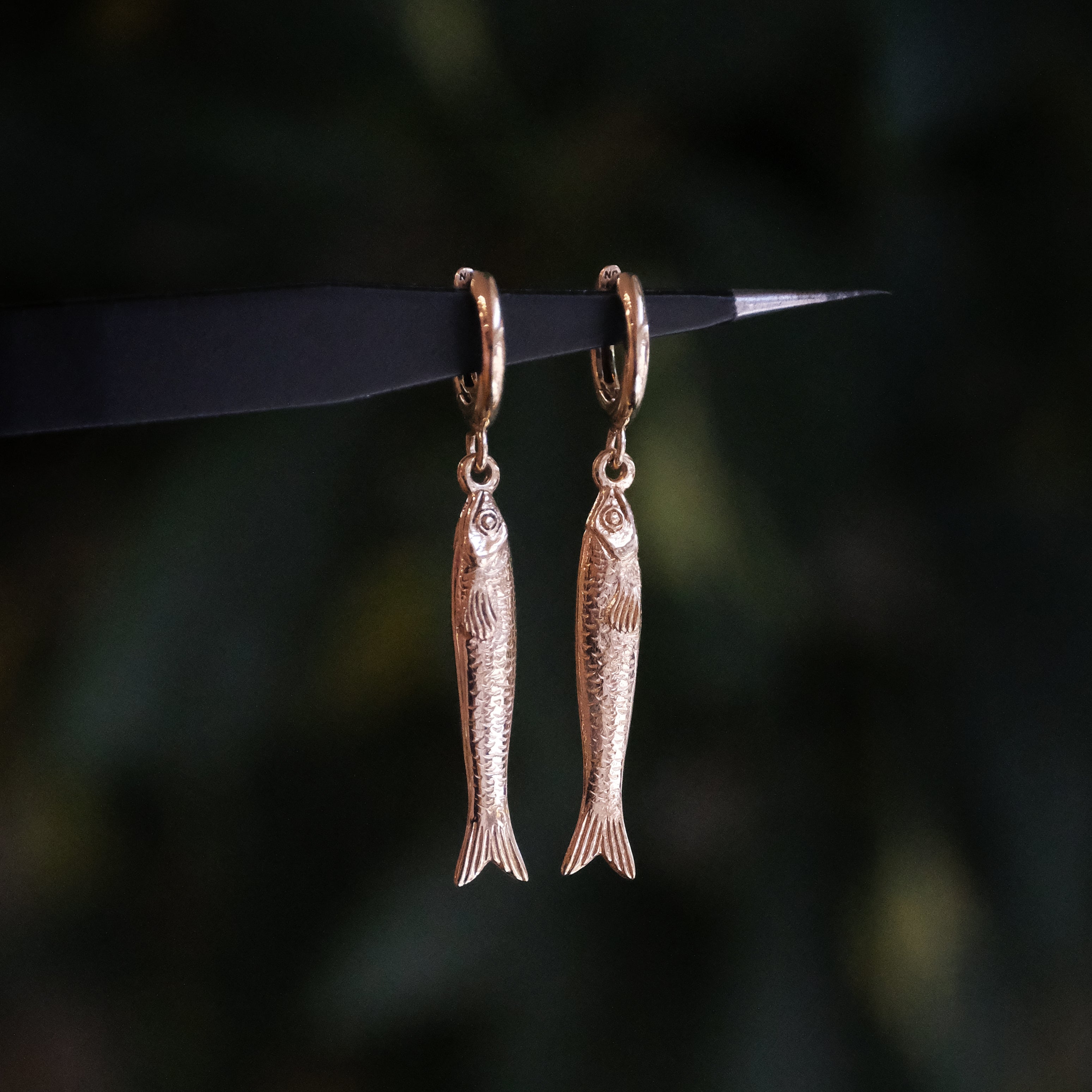 Bronze Sardine Hugger Earrings