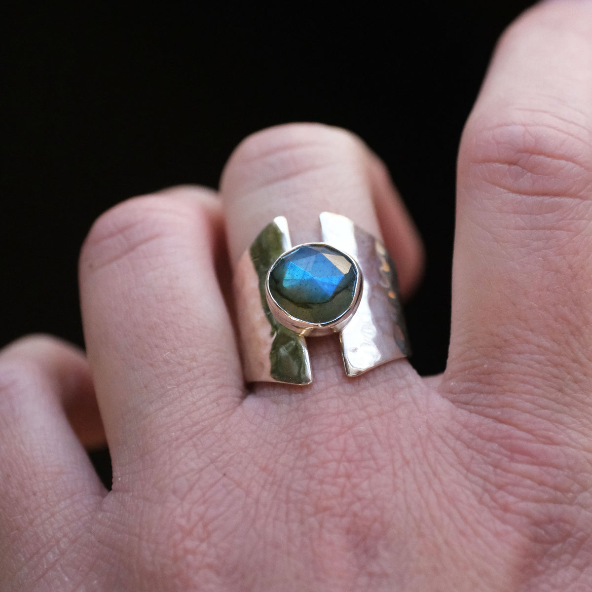 Labradorite + Sterling Shield Ring (Size 7) - One of a Kind