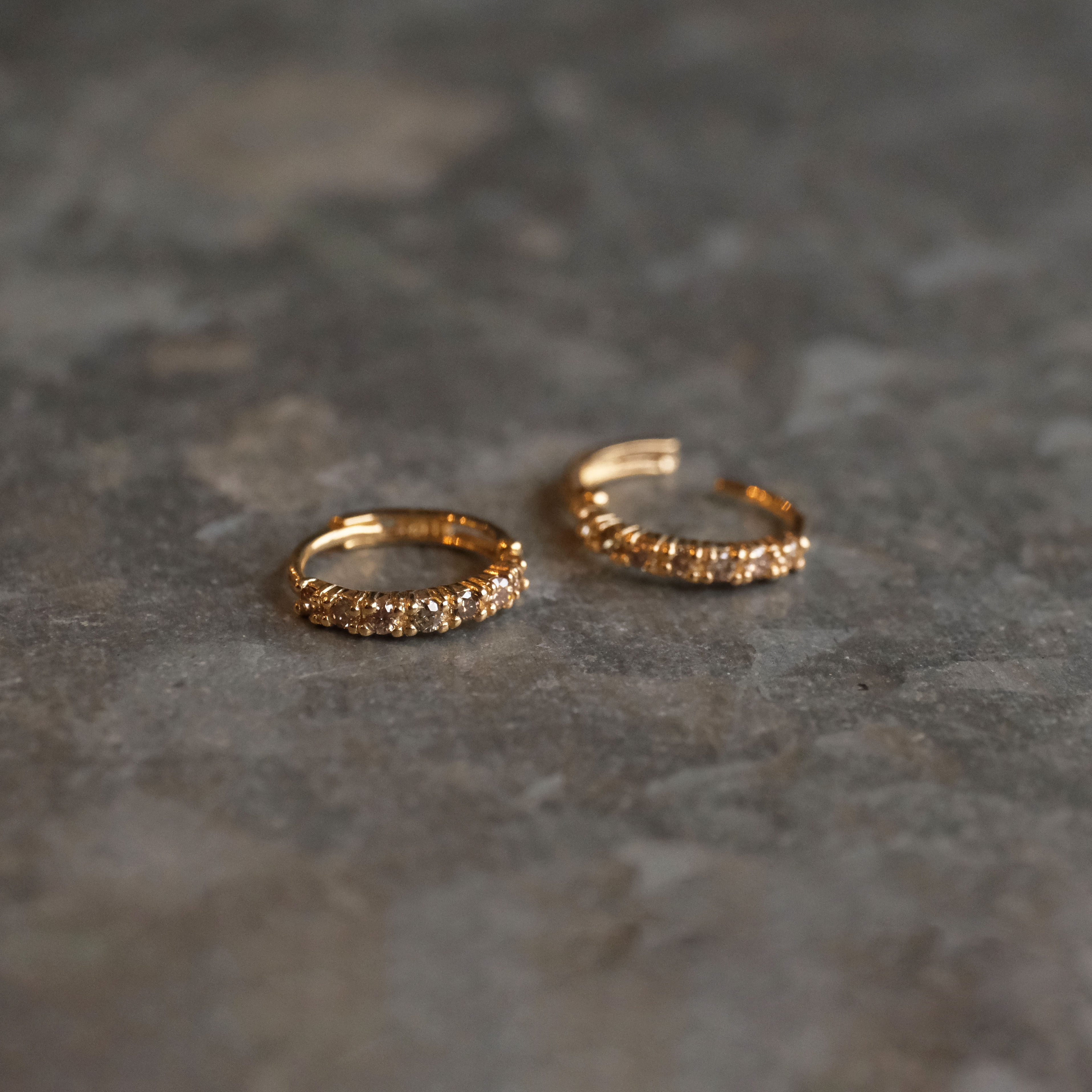 14k + Natural Diamond Pavé Huggers