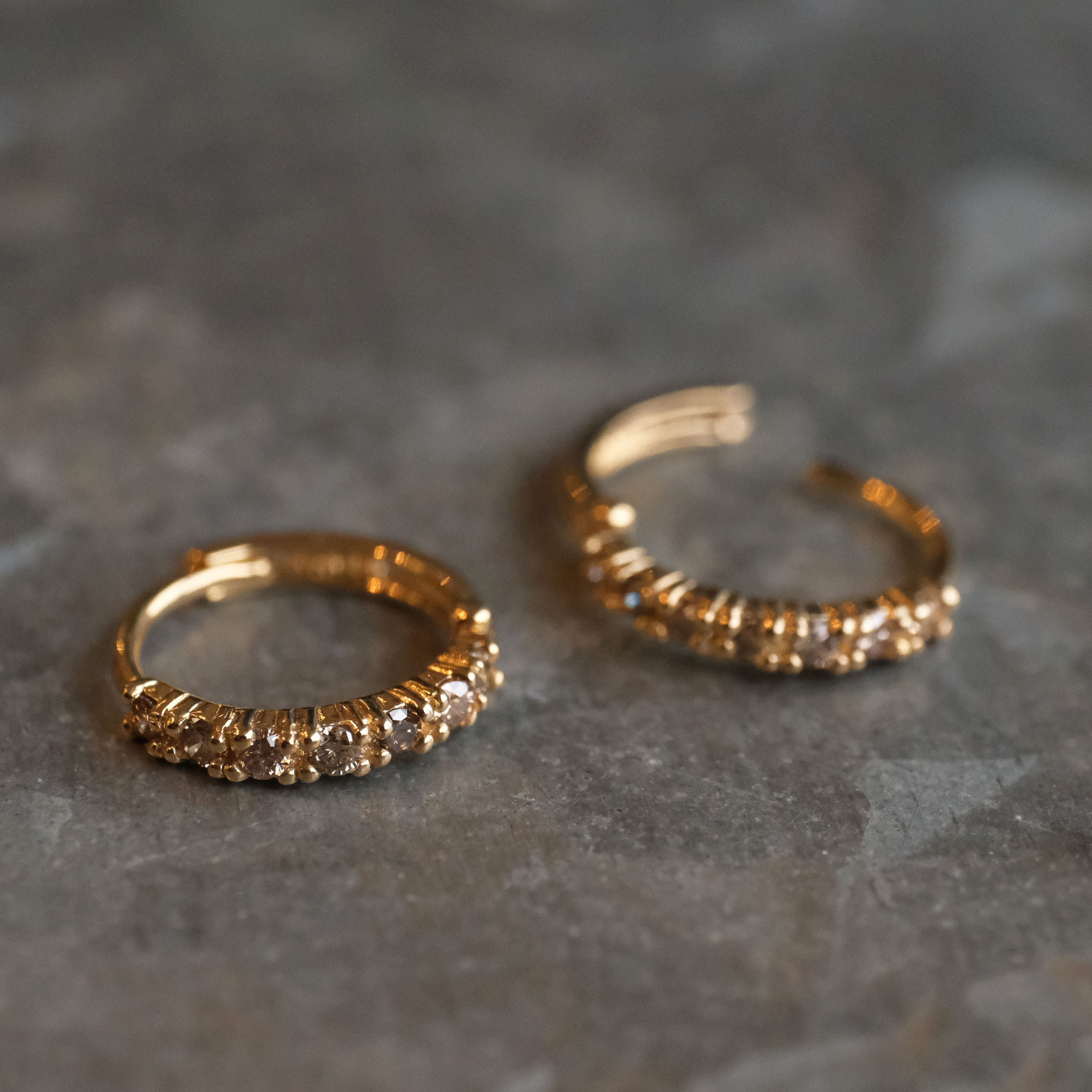 14k + Natural Diamond Pavé Huggers