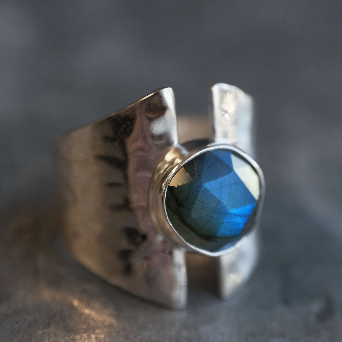 Labradorite + Sterling Shield Ring (Size 7) - One of a Kind