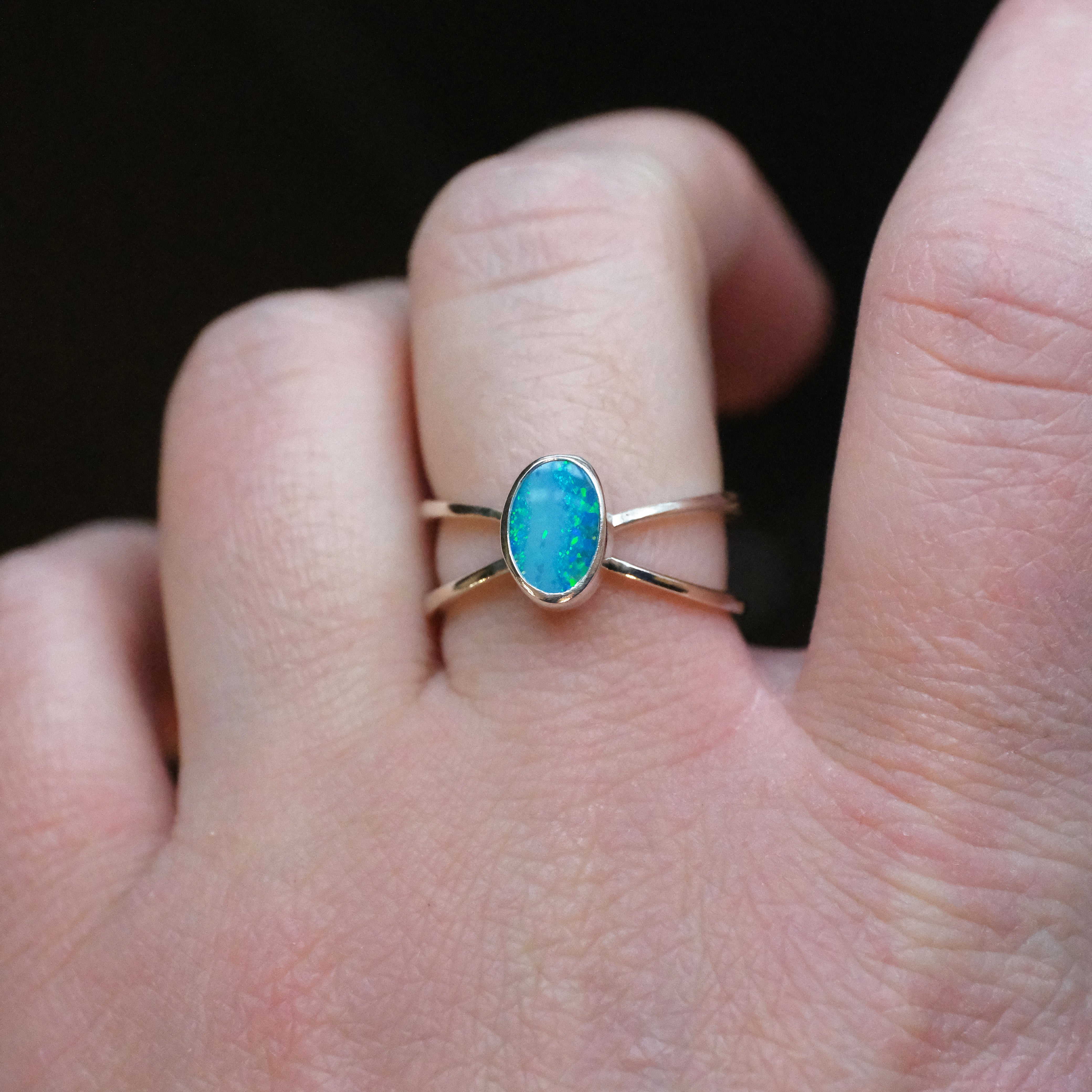 Australian Opal Atom Ring (Size 6.5) - One of a Kind