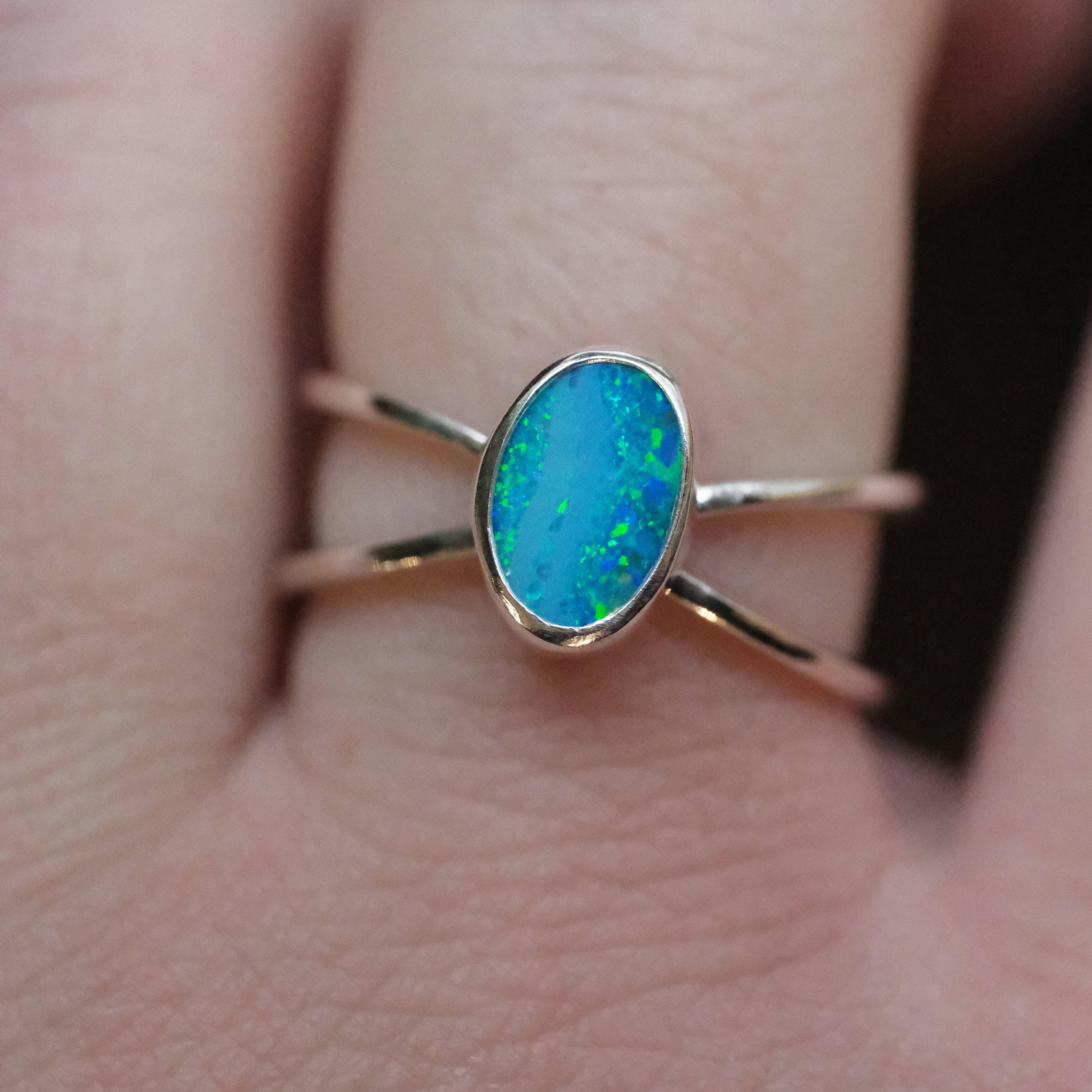 Australian Opal Atom Ring (Size 6.5) - One of a Kind