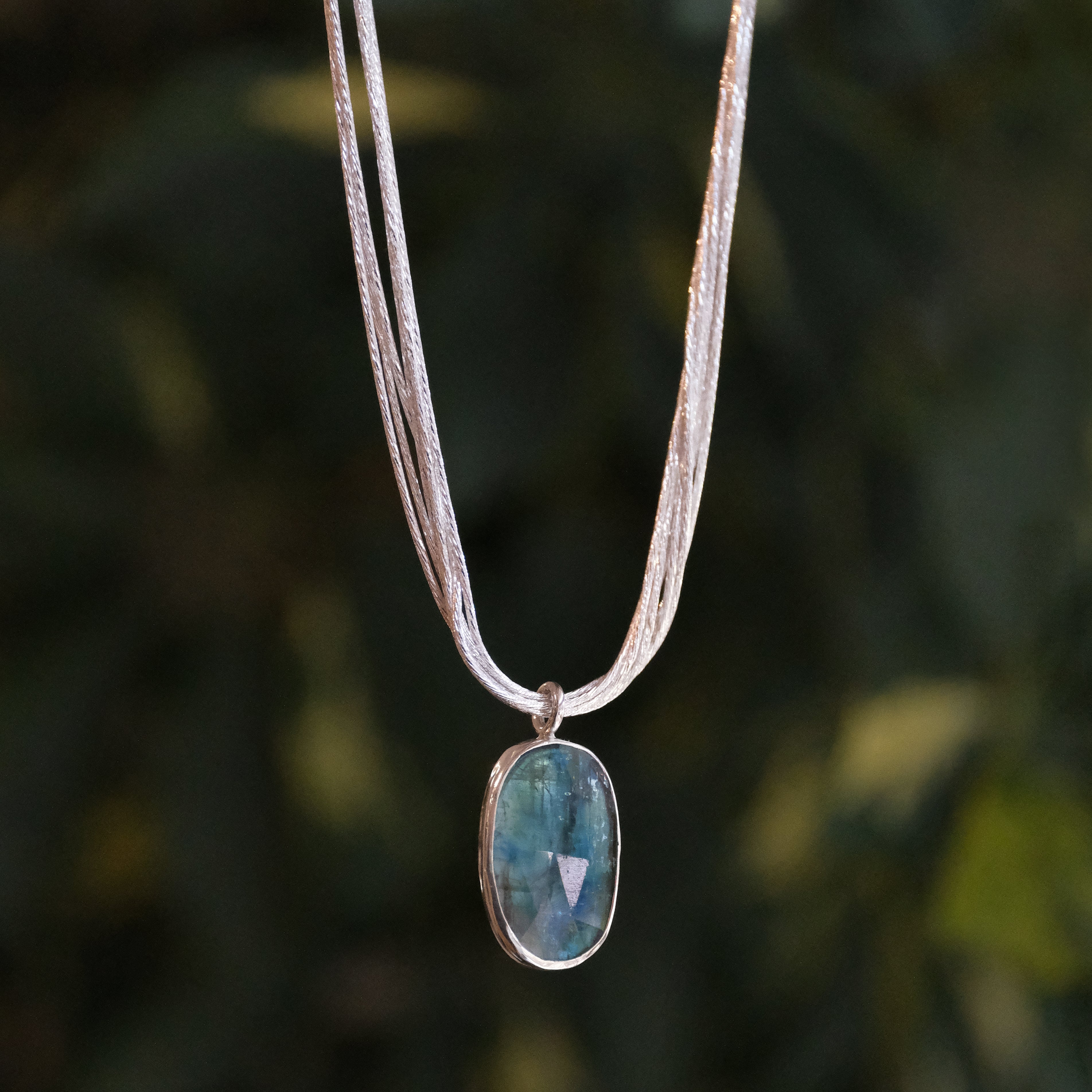 Aqua Kyanite Liquid Strand Necklace - One of a Kind
