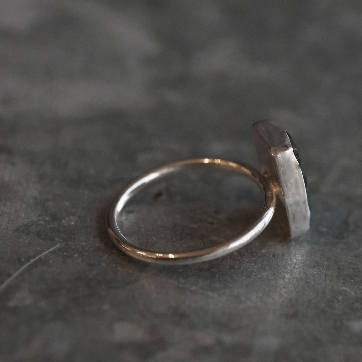 Emerald Kyanite + Sterling Tablet Ring (Size 7) - One of a Kind