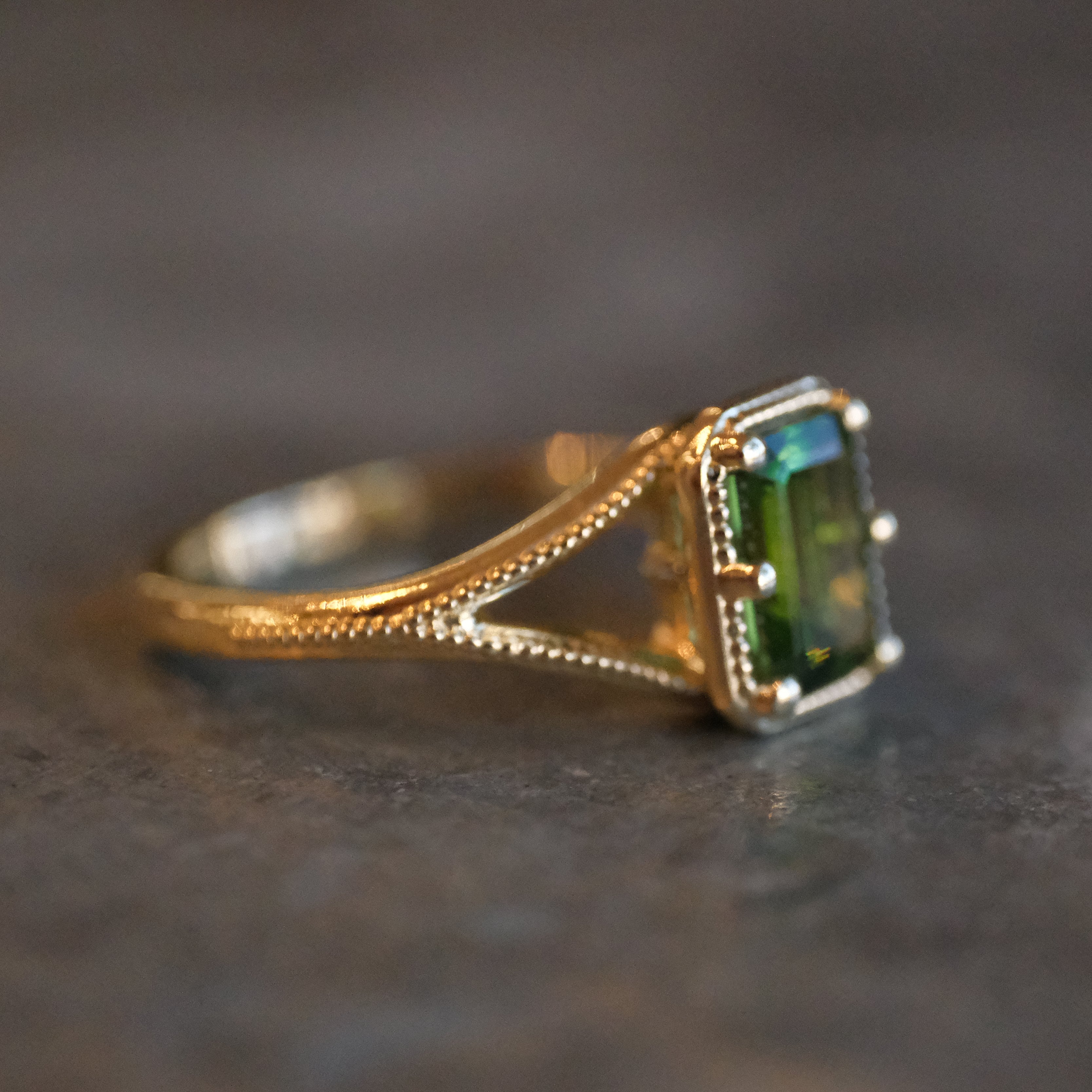 14k + Tourmaline Basil Ring - One of a Kind