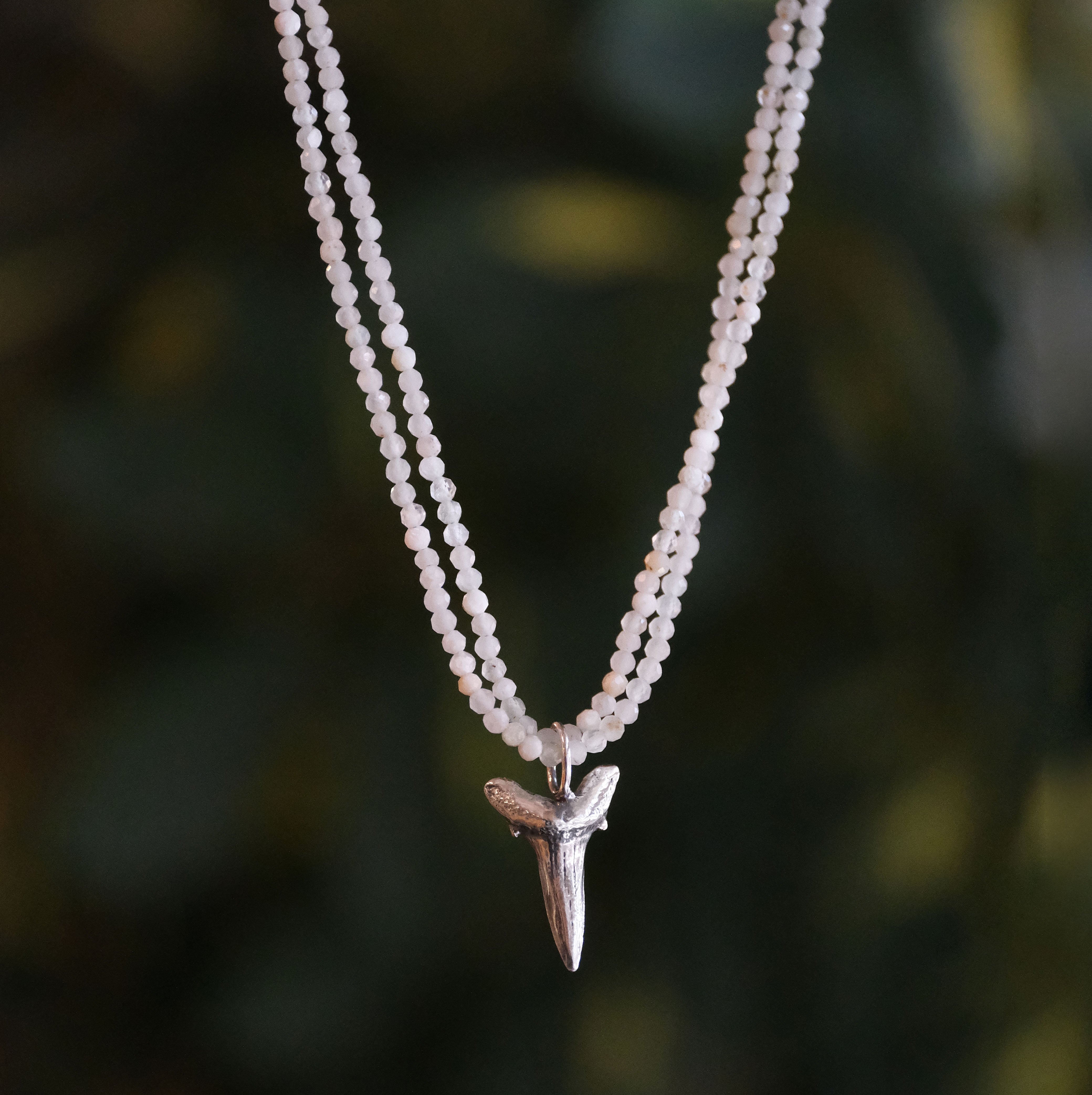 Aquamarine + Sterling Shark Tooth Necklace - One of a Kind