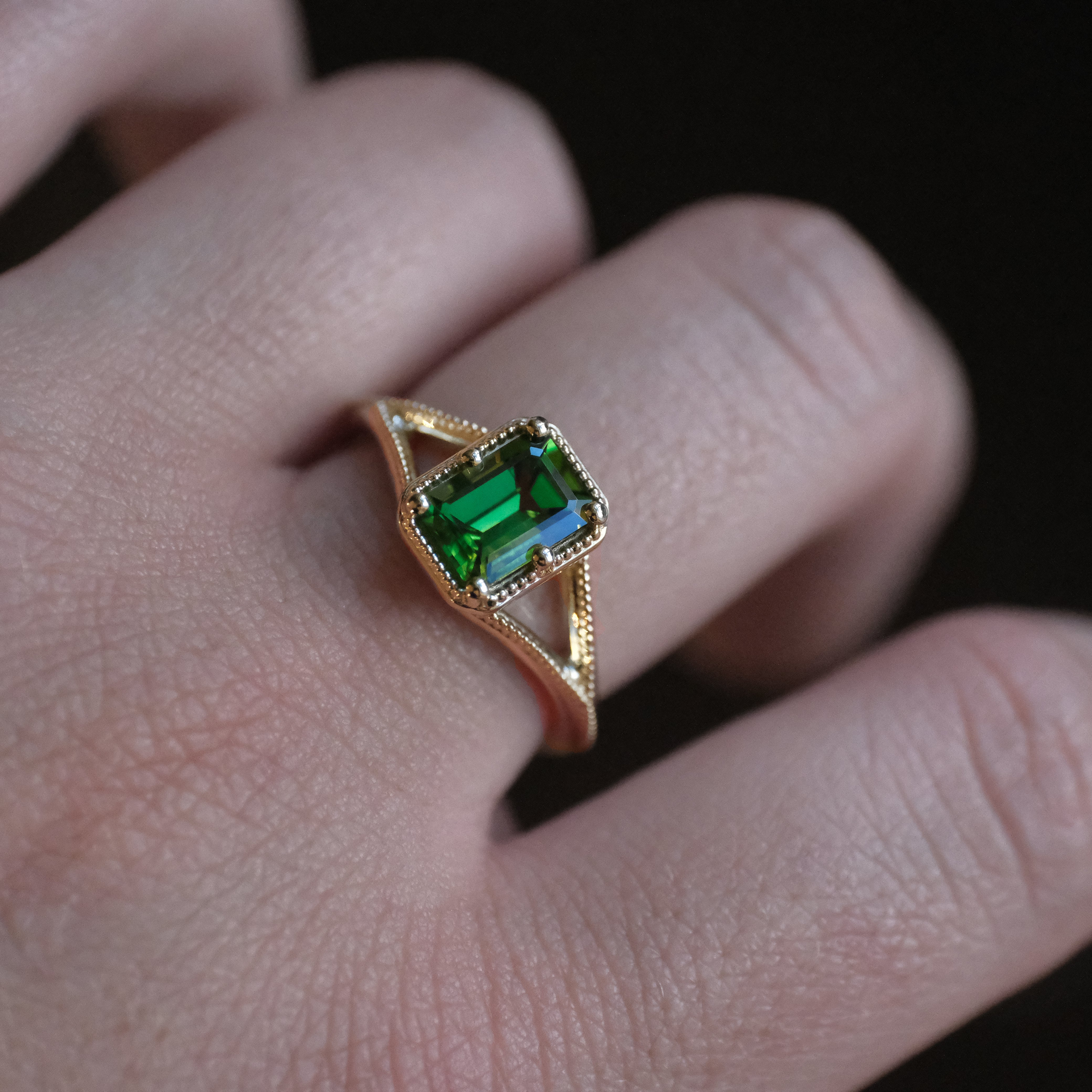 14k + Tourmaline Basil Ring - One of a Kind