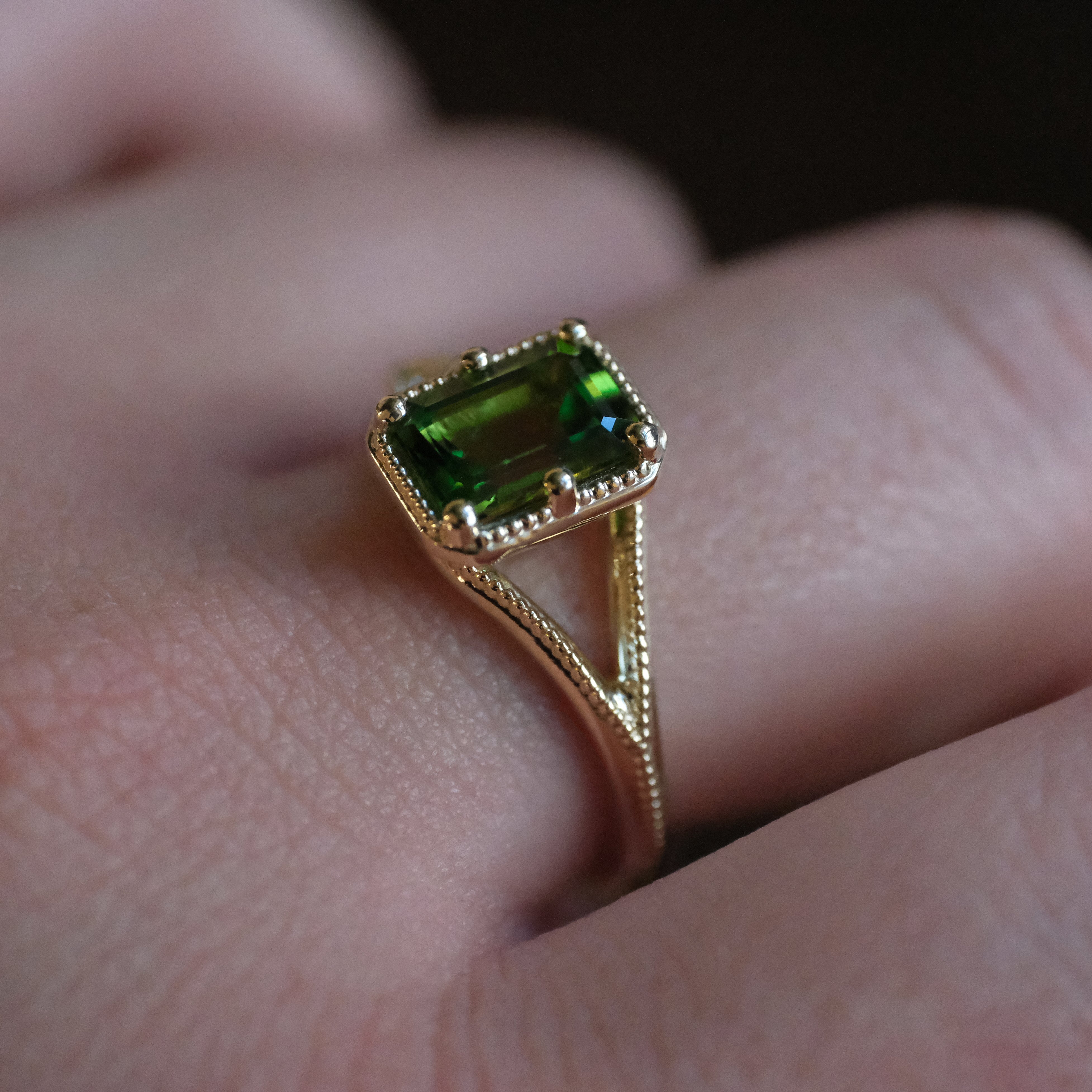 14k + Tourmaline Basil Ring - One of a Kind