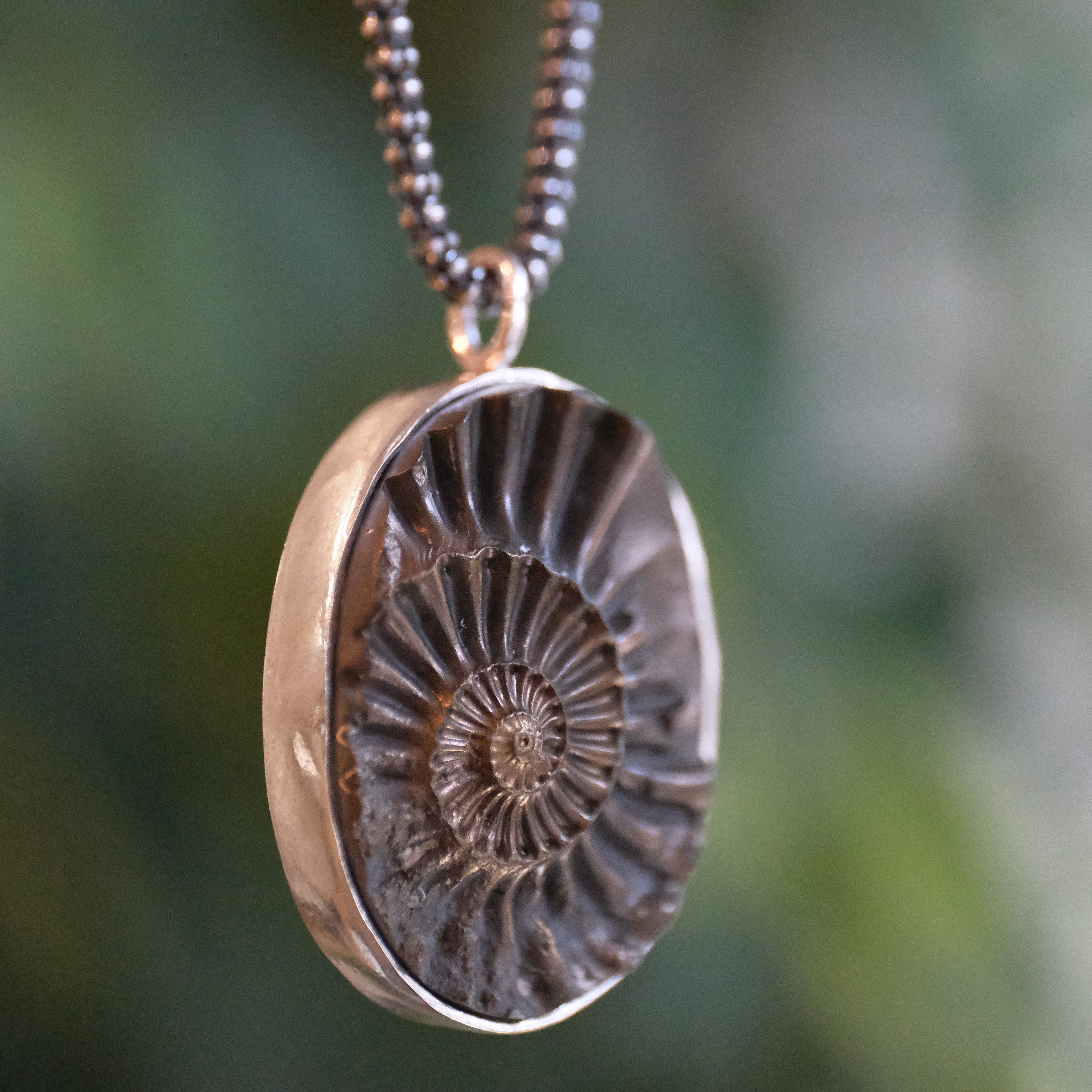 Pyrized Ammonite Fossil Necklace - One of a Kind