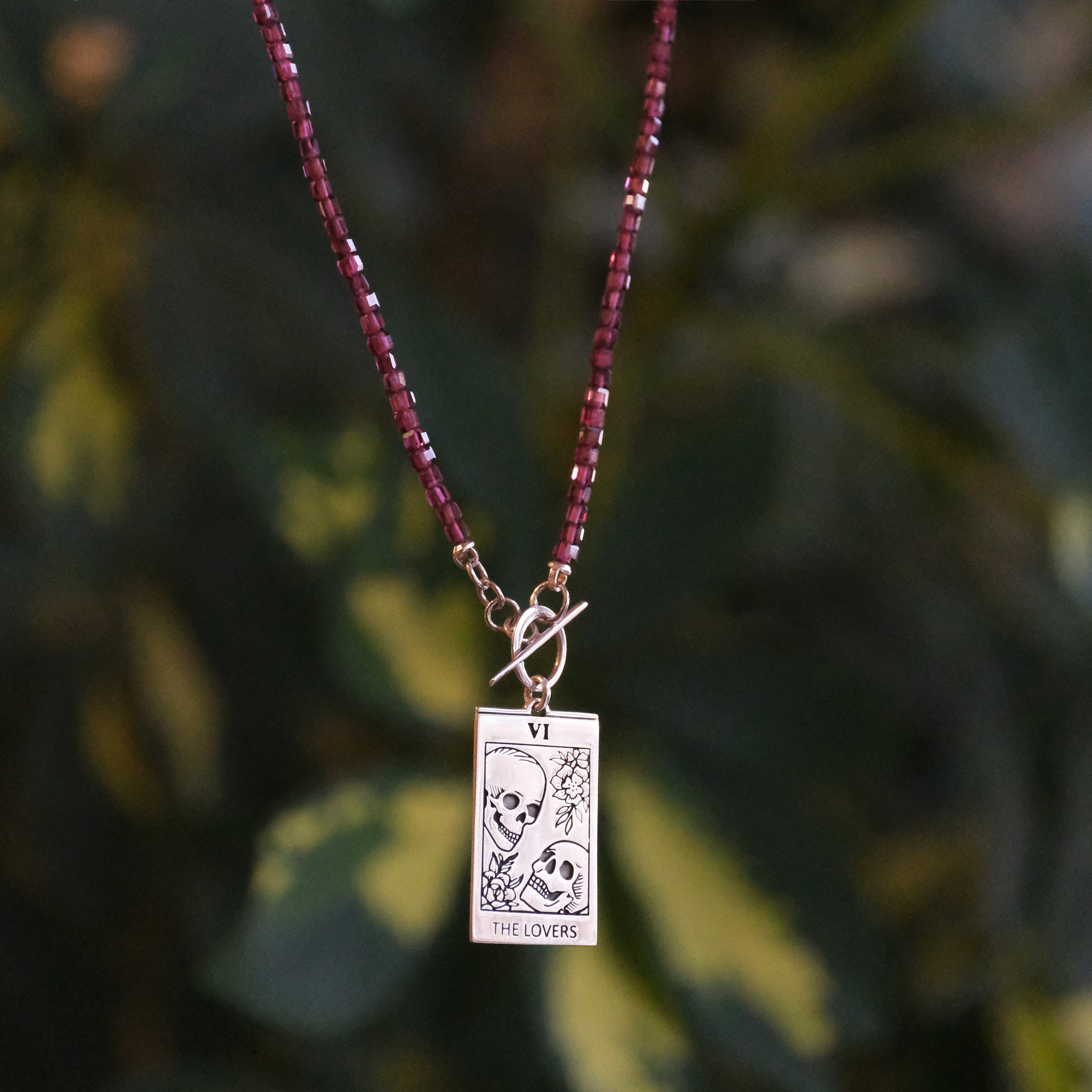 Garnet Lovers Tarot Necklace