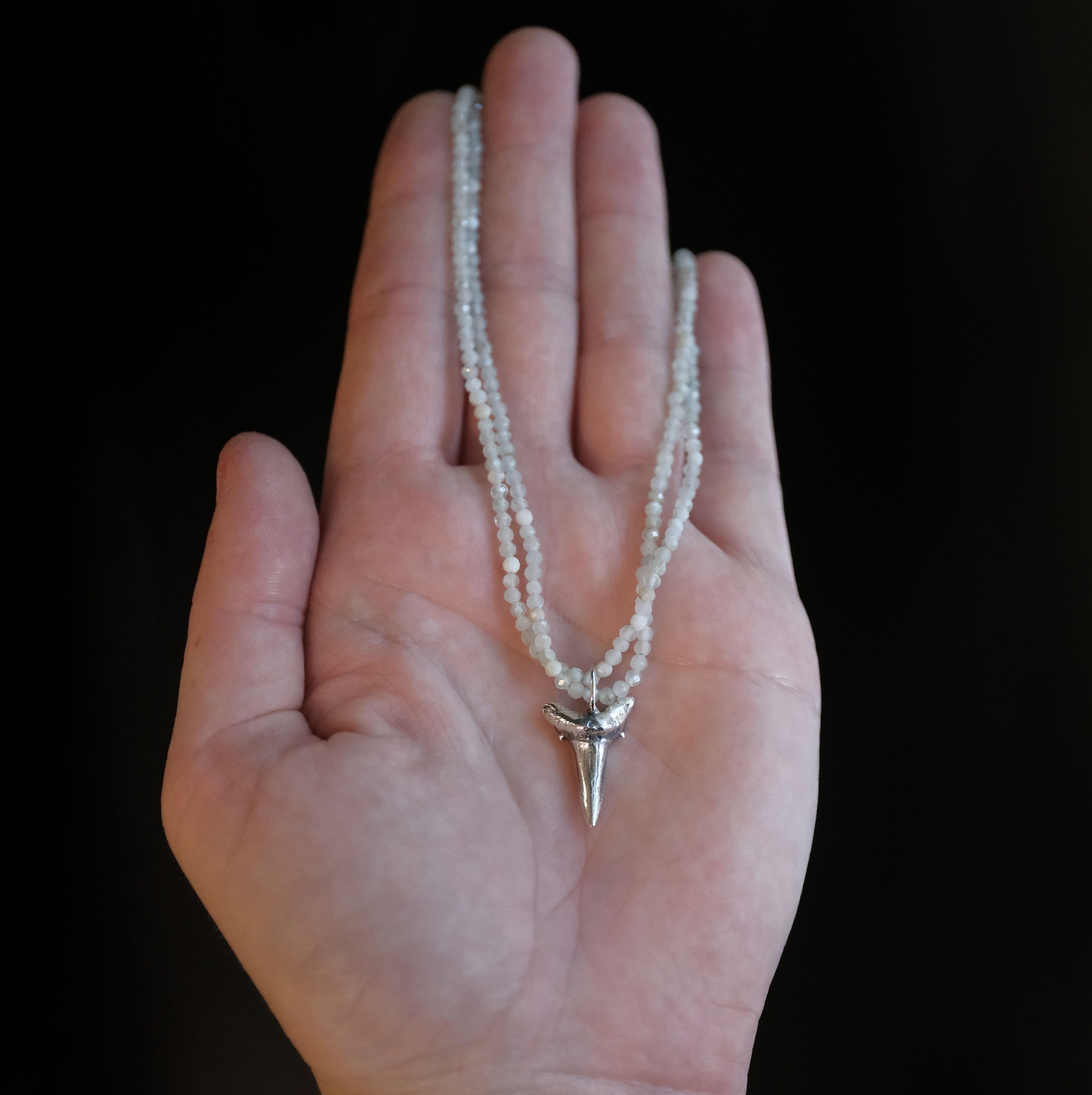 Aquamarine + Sterling Shark Tooth Necklace - One of a Kind