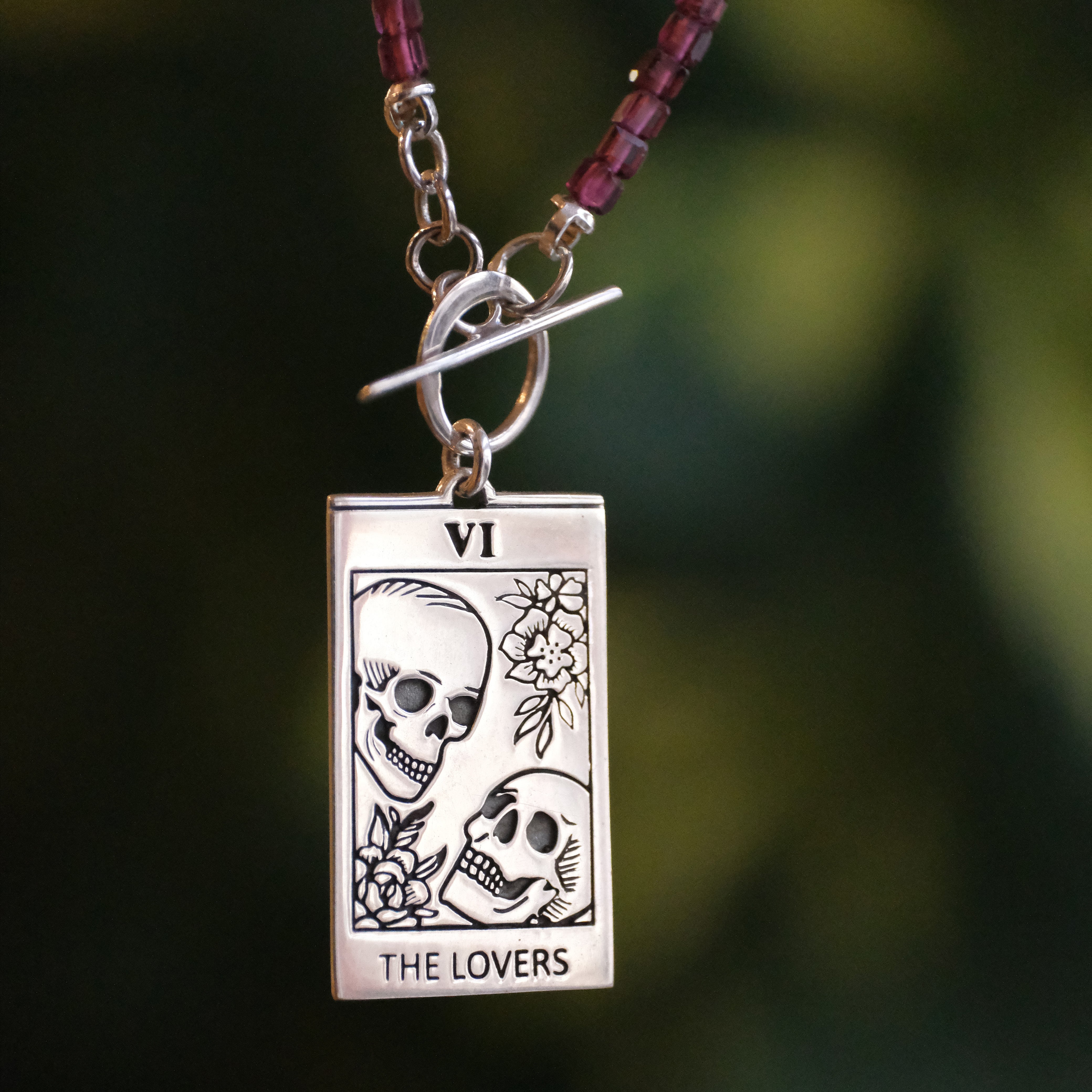 Garnet Lovers Tarot Necklace
