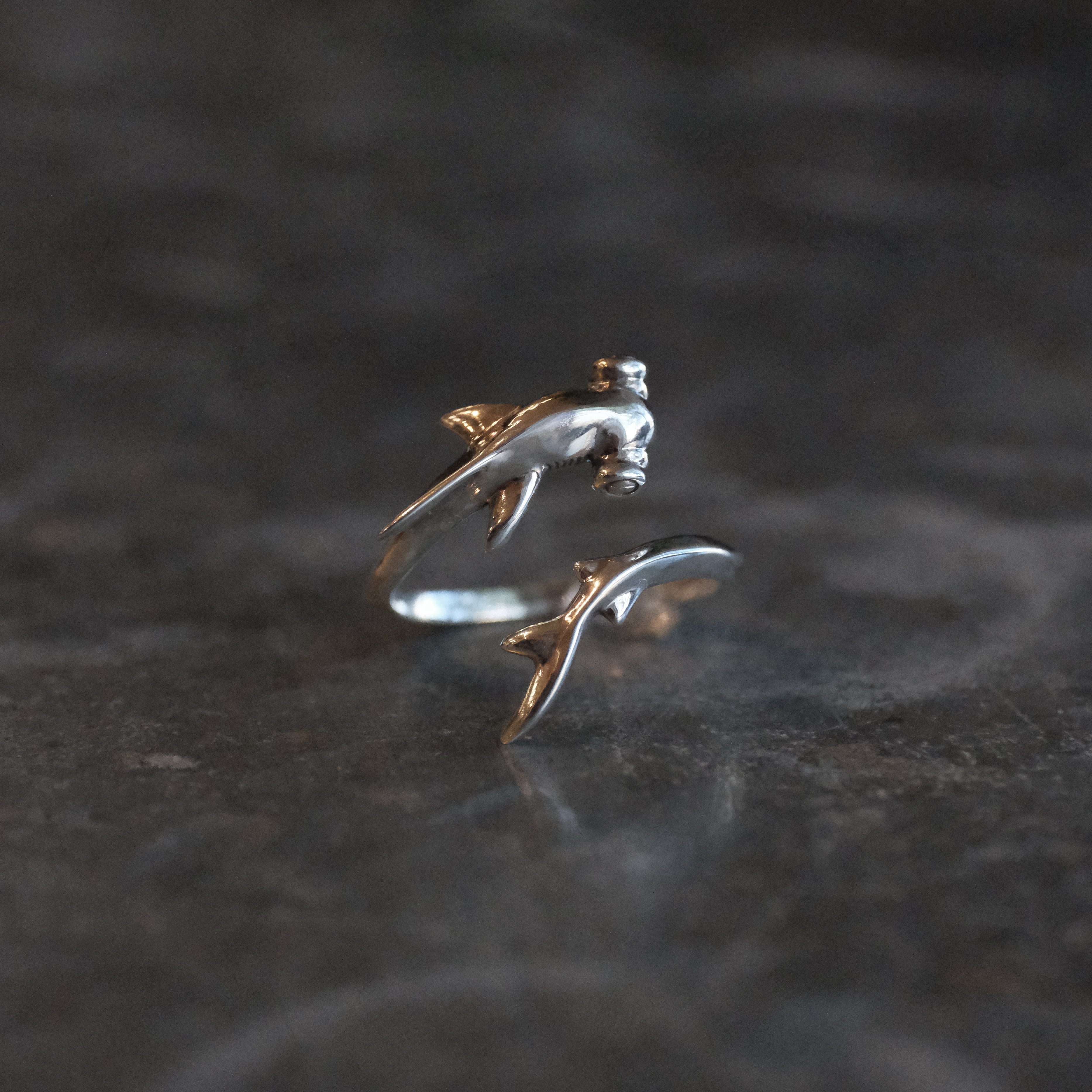 Sterling Hammerhead Shark Ring - Adjustable