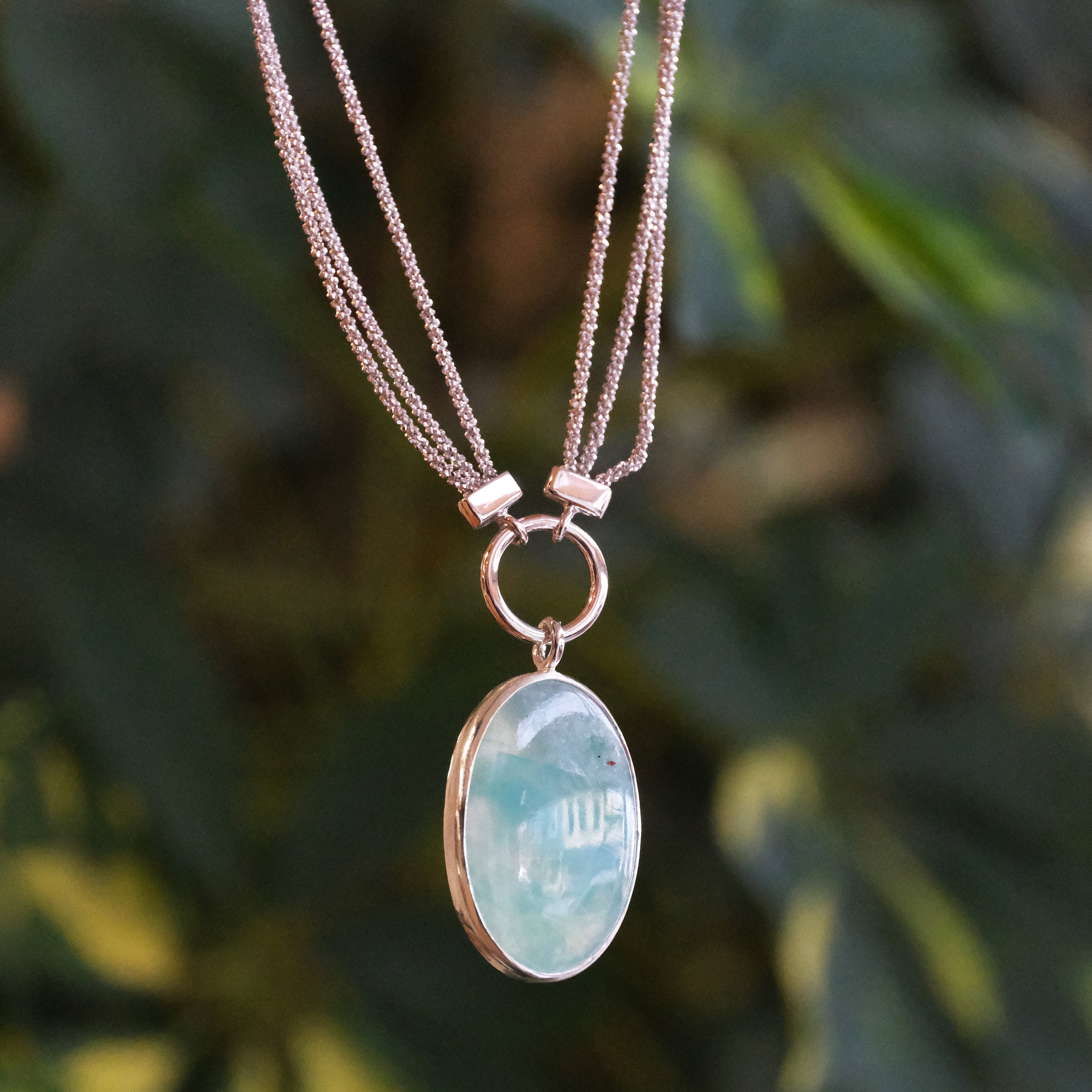 Aqua Chalcedony + Sterling Malta Necklace - One of a Kind