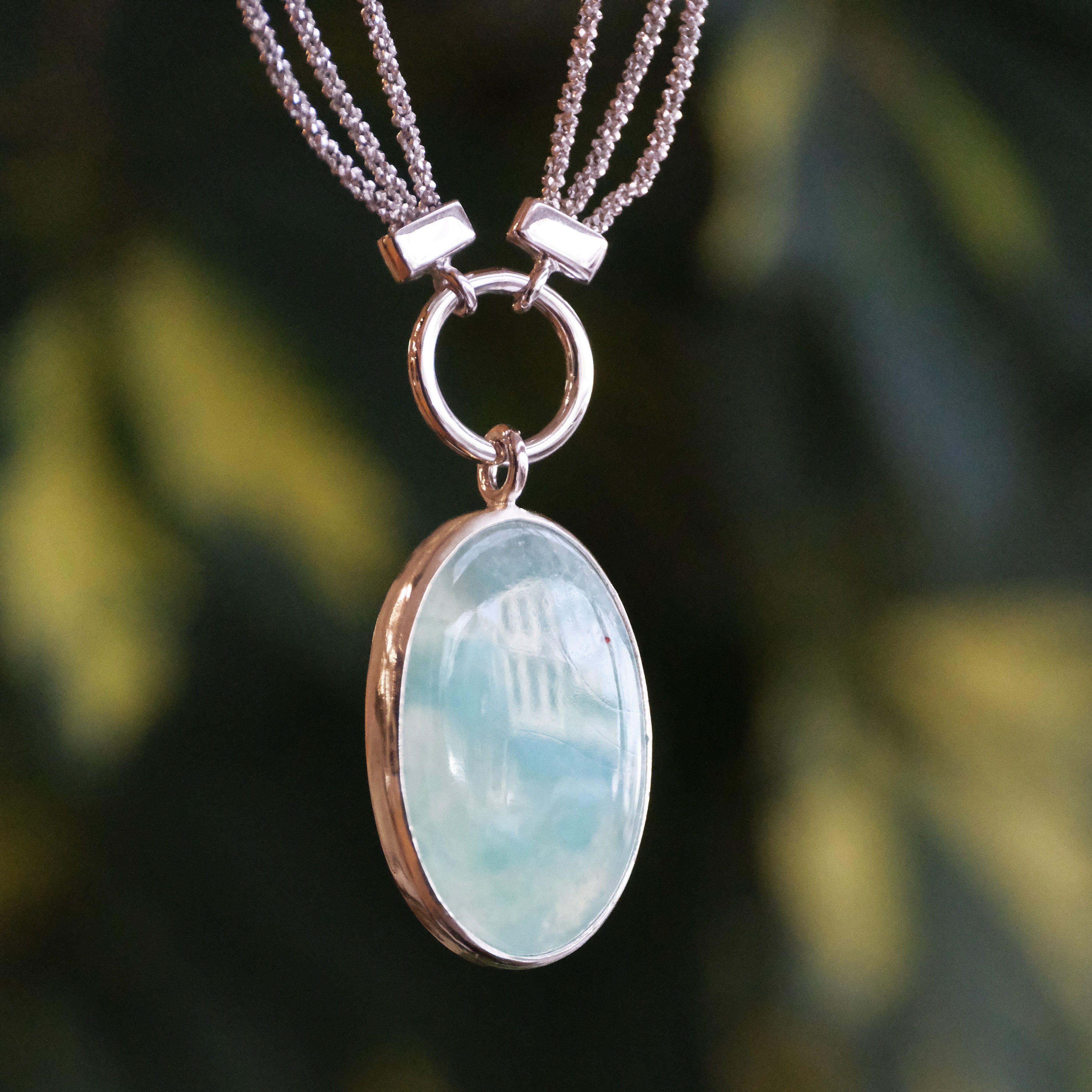 Aqua Chalcedony + Sterling Malta Necklace - One of a Kind