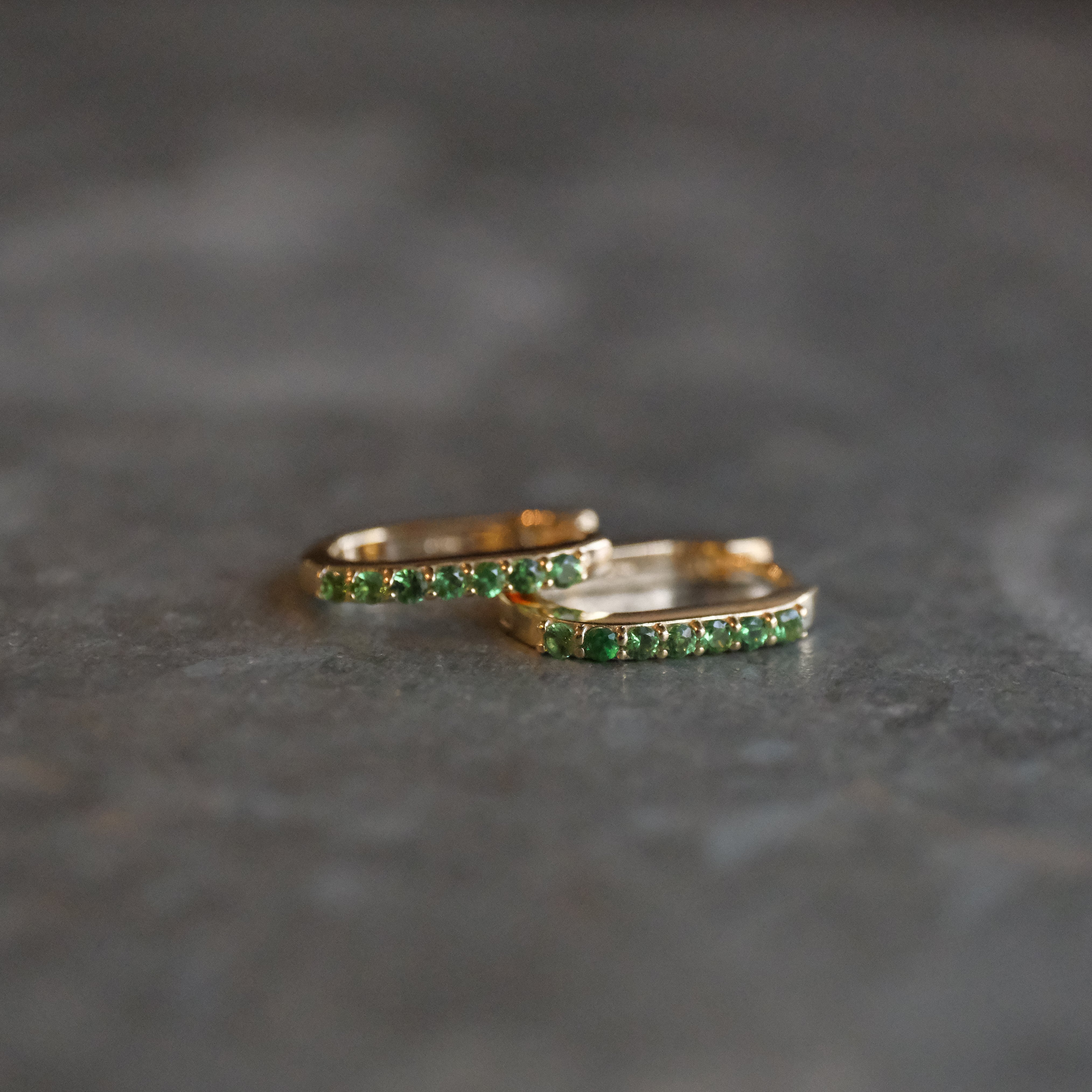 14k + Tsavorite Green Garnet Huggers
