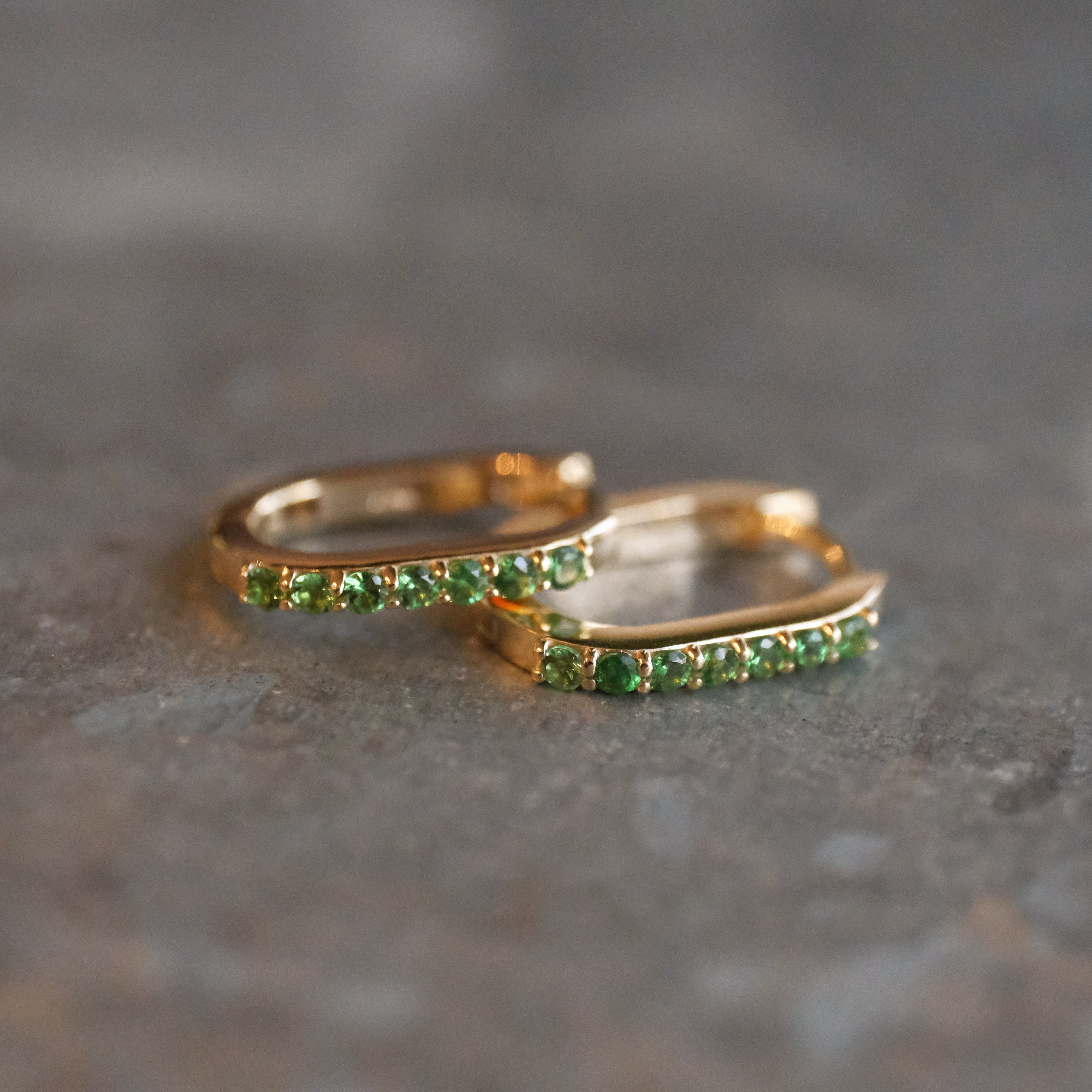 14k + Tsavorite Green Garnet Huggers