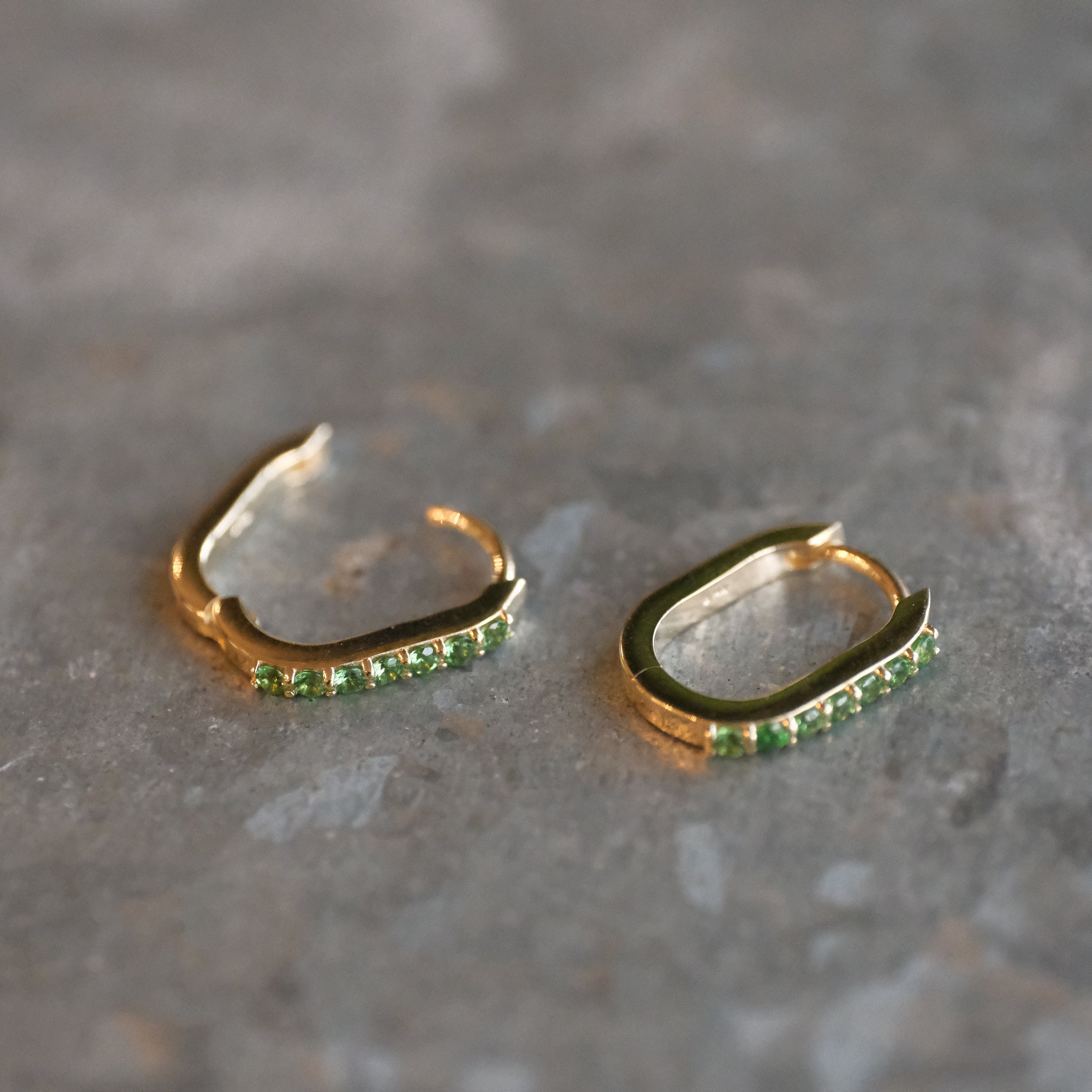 14k + Tsavorite Green Garnet Huggers