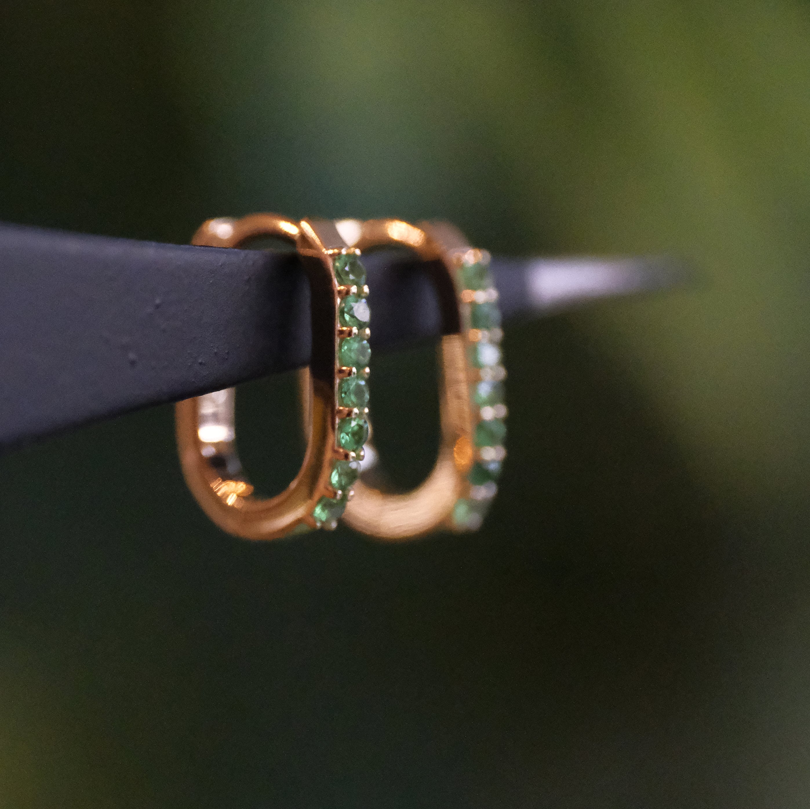 14k + Tsavorite Green Garnet Huggers