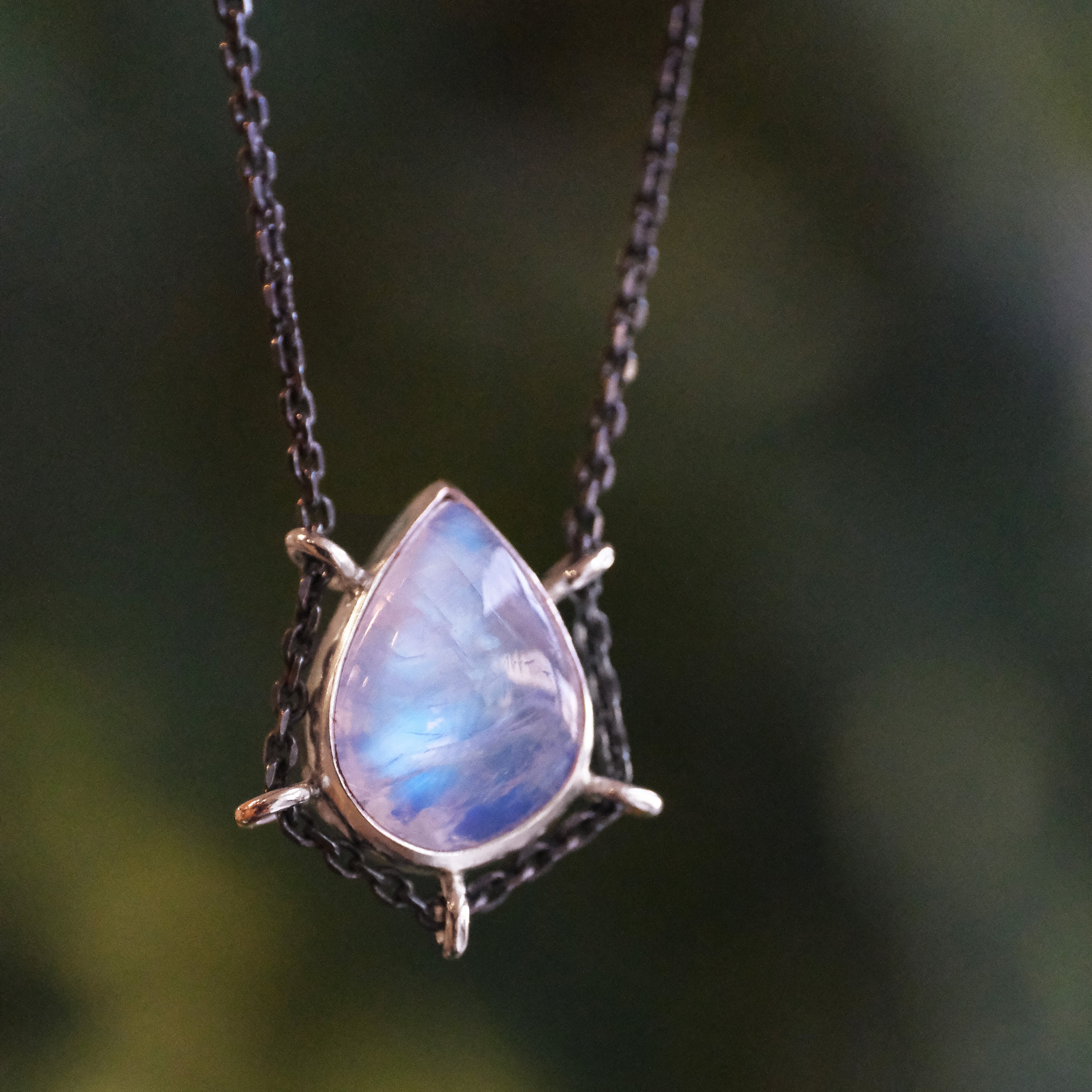 Rainbow Moonstone Path Necklace - One of a Kind
