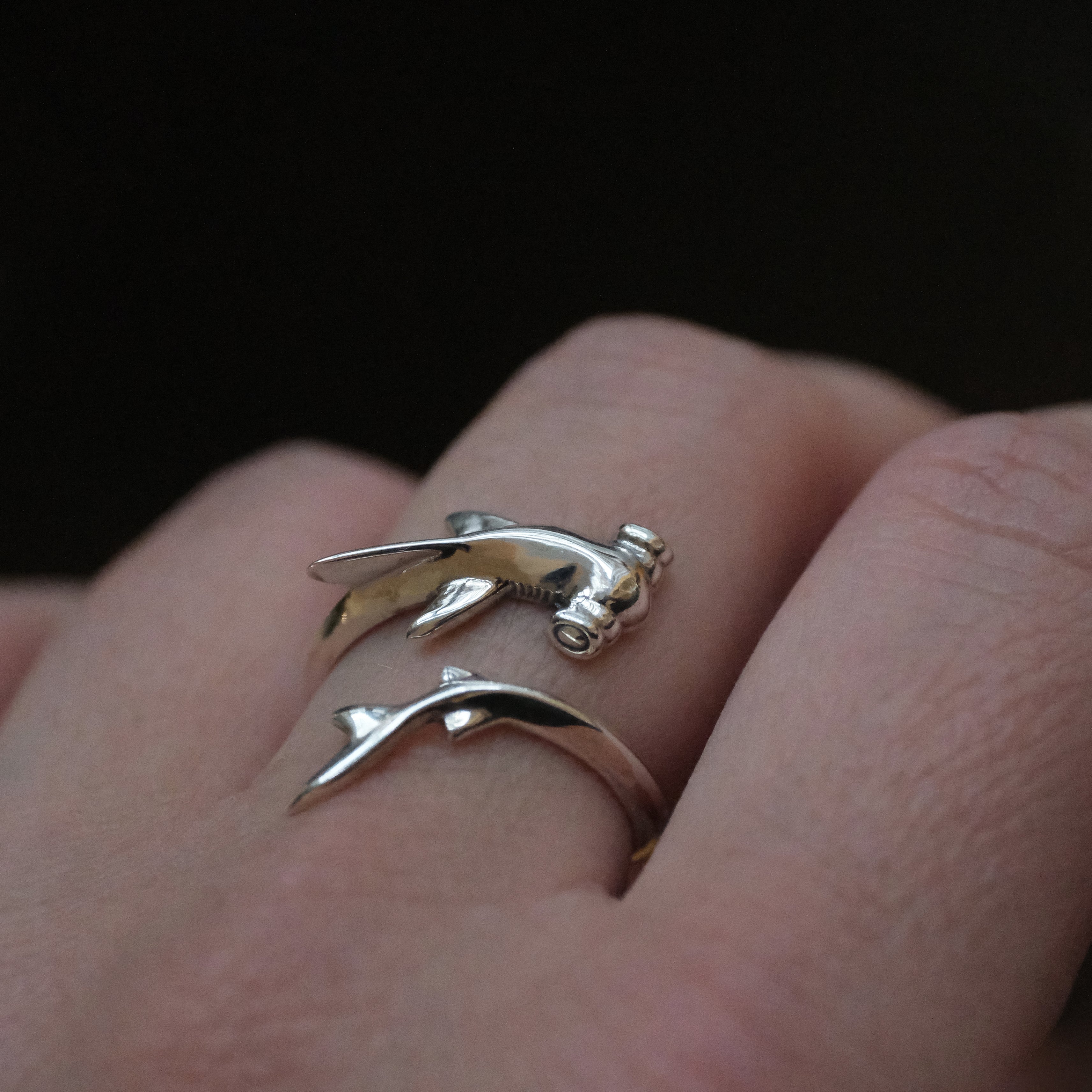 Sterling Hammerhead Shark Ring - Adjustable
