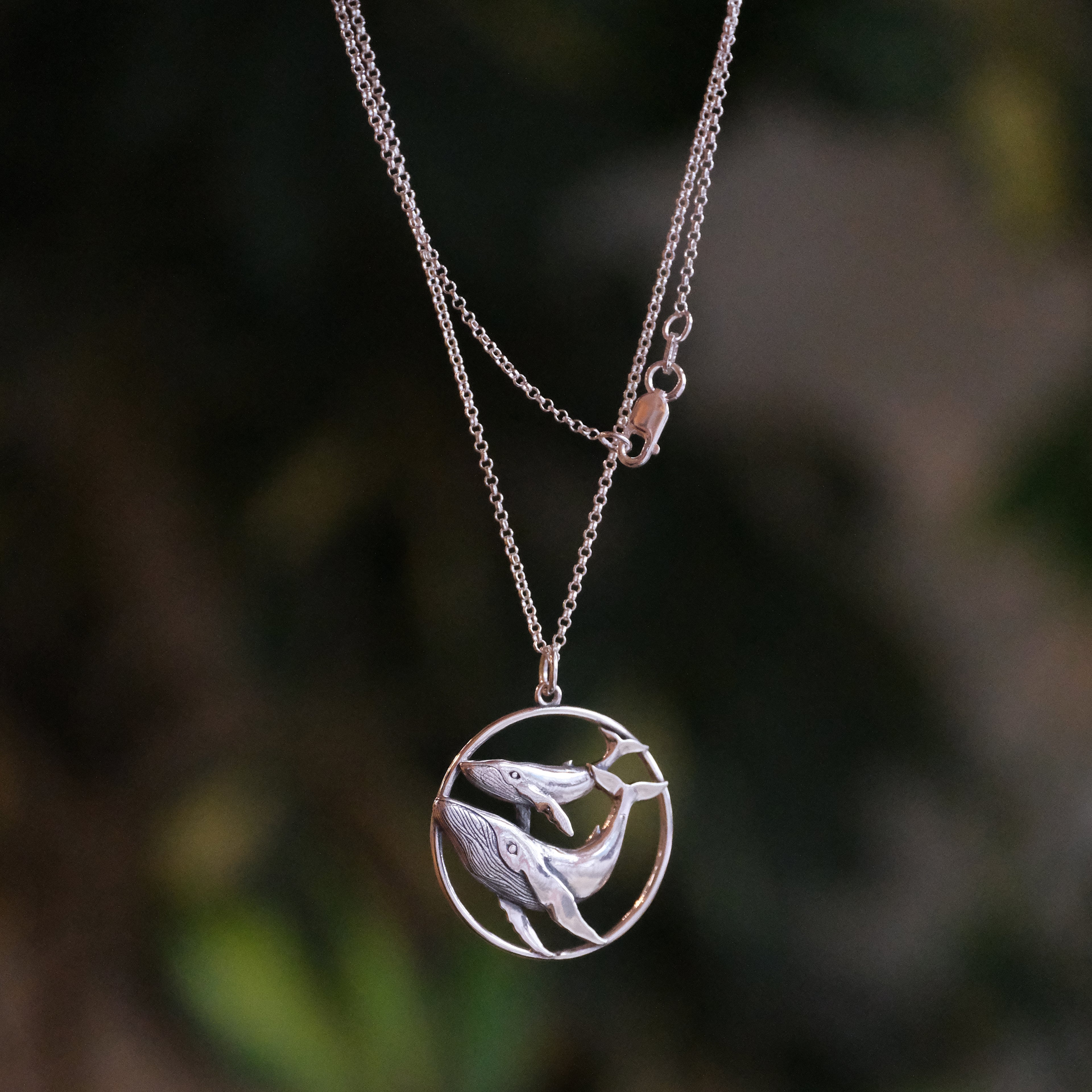 Sterling Mama + Baby Whale Necklace