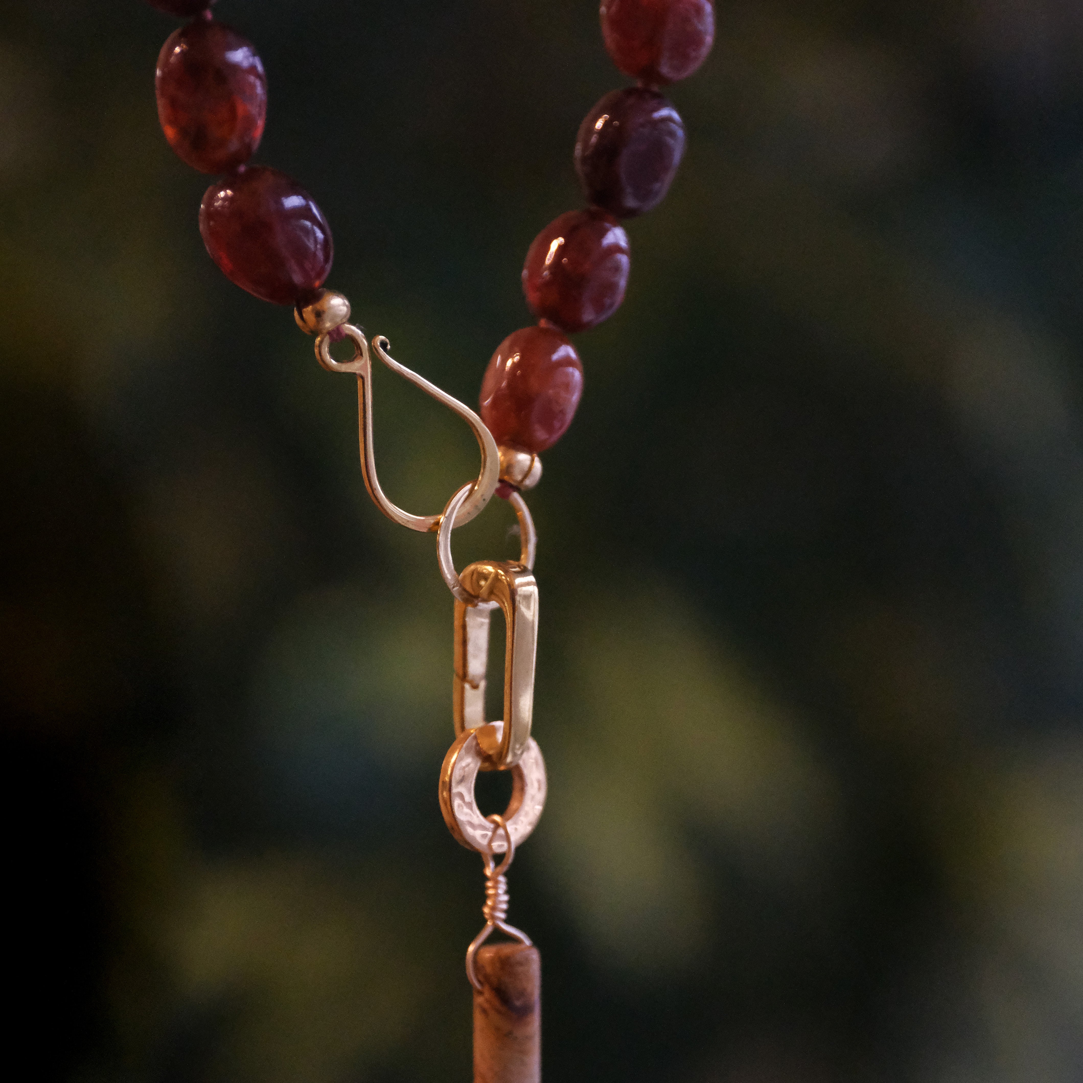 Garnet + Jasper with Bronze + Brass Necklace