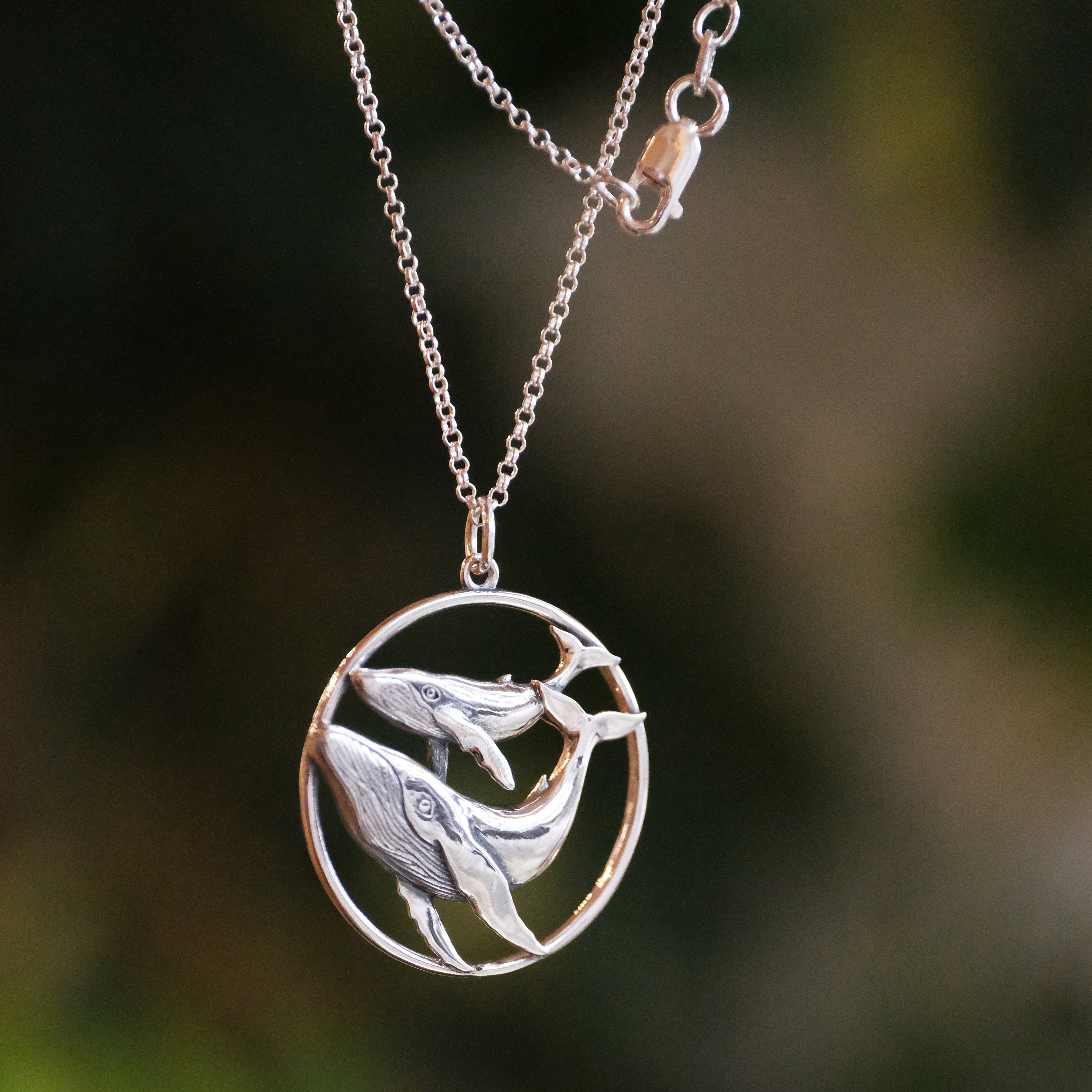 Sterling Mama + Baby Whale Necklace