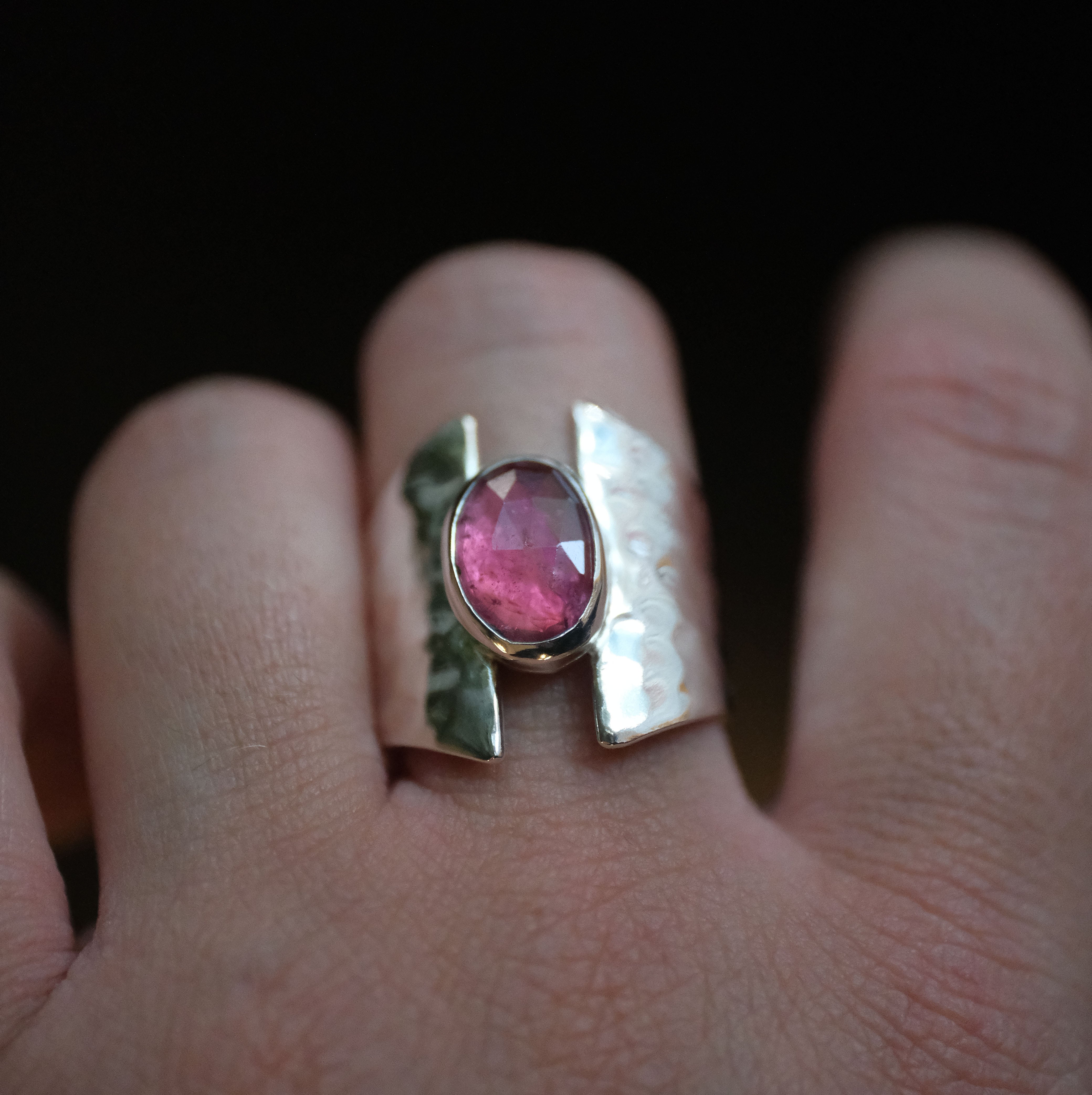 Pink Tourmaline Shield Ring (Size 7.5) - One of a Kind
