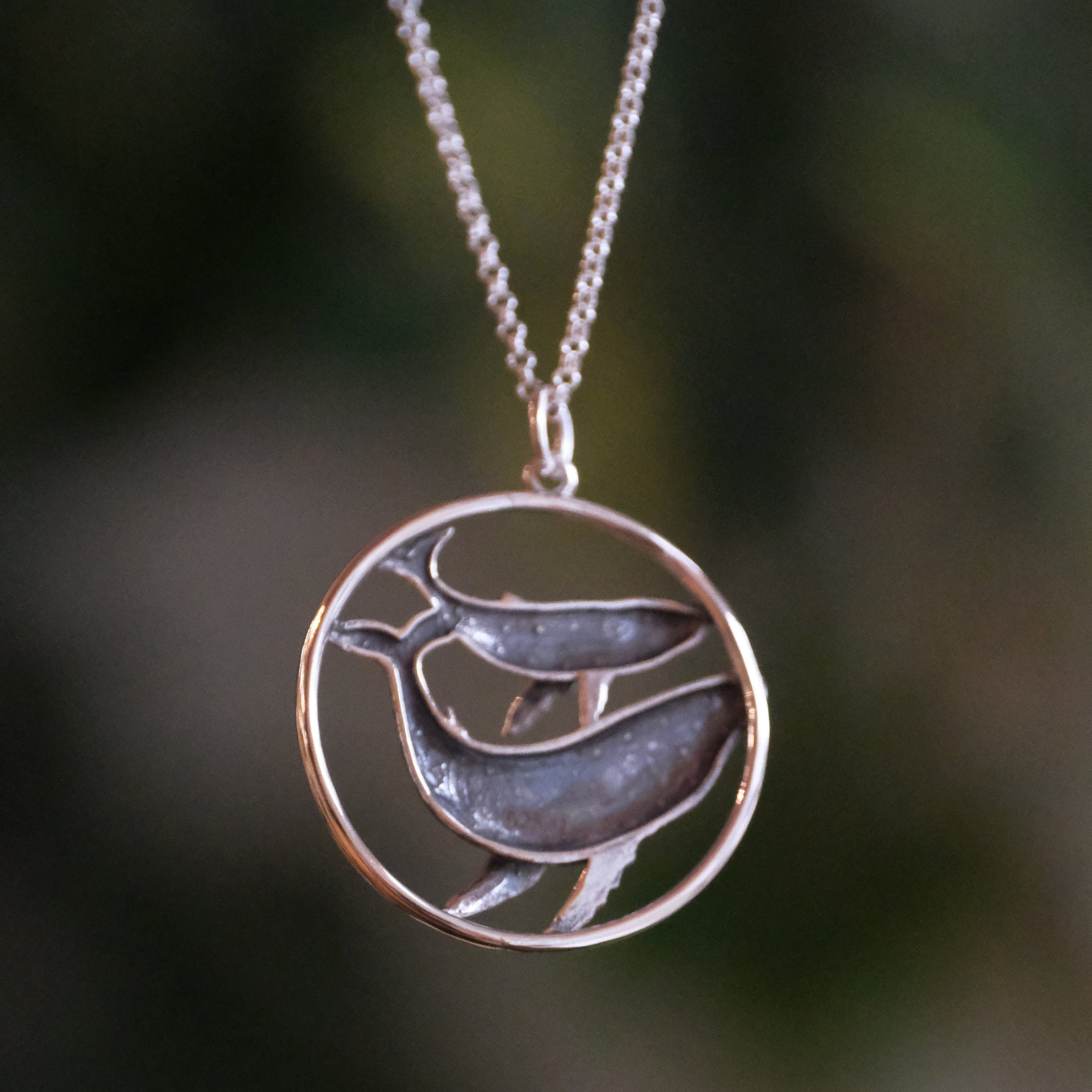 Sterling Mama + Baby Whale Necklace
