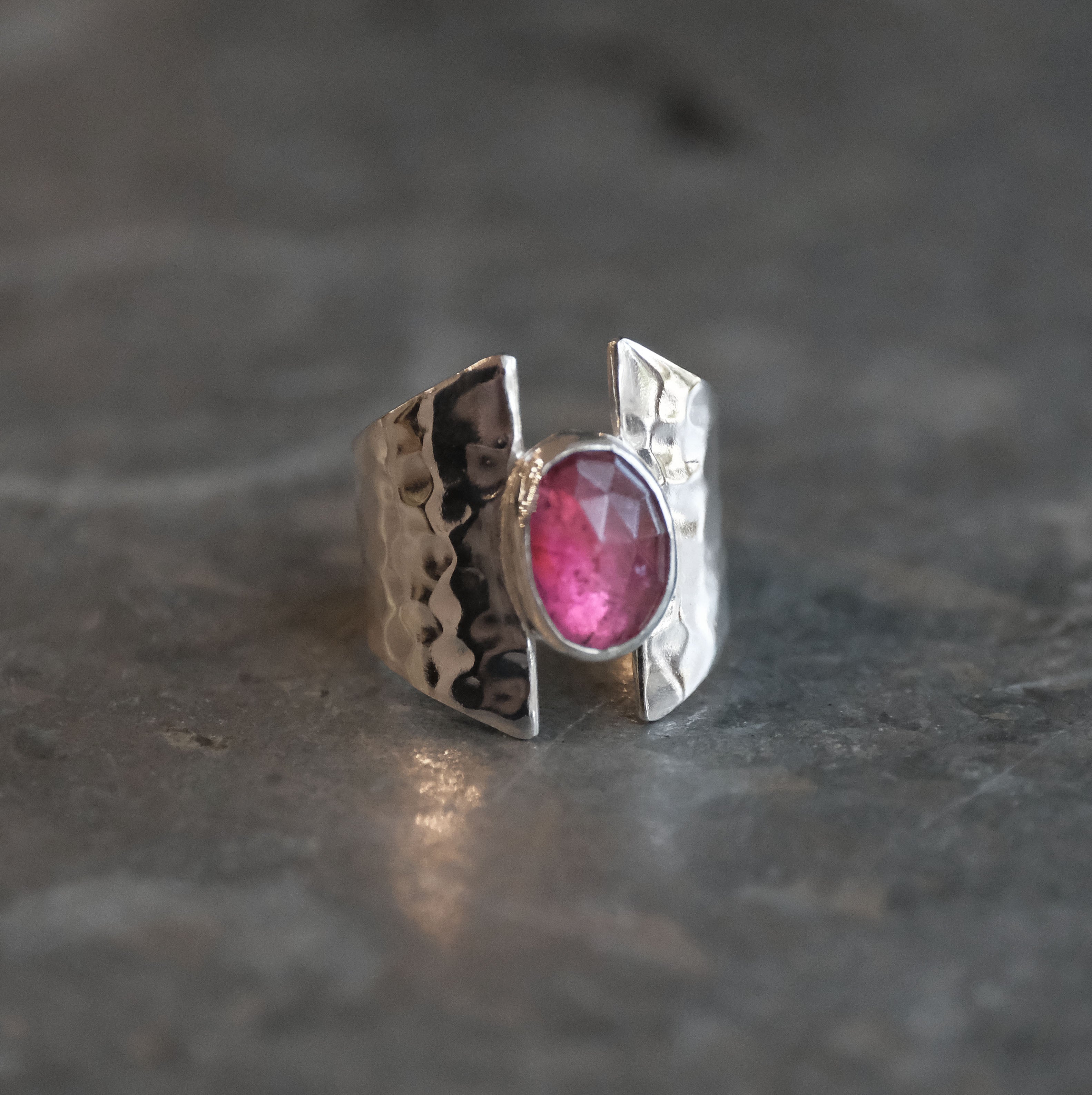 Pink Tourmaline Shield Ring (Size 7.5) - One of a Kind