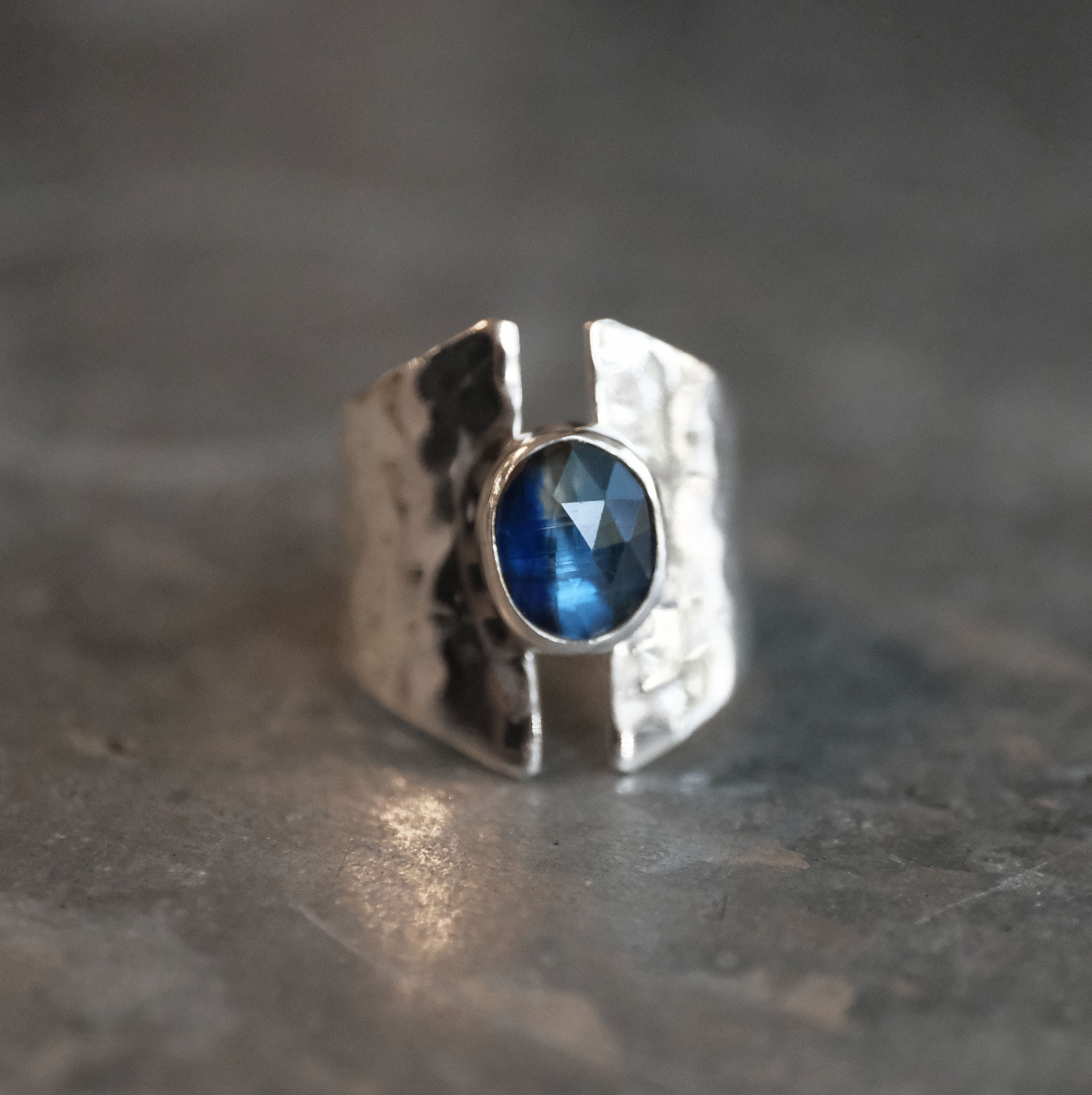 Blue Kyanite Shield Ring (Size 6.5) - One of a Kind