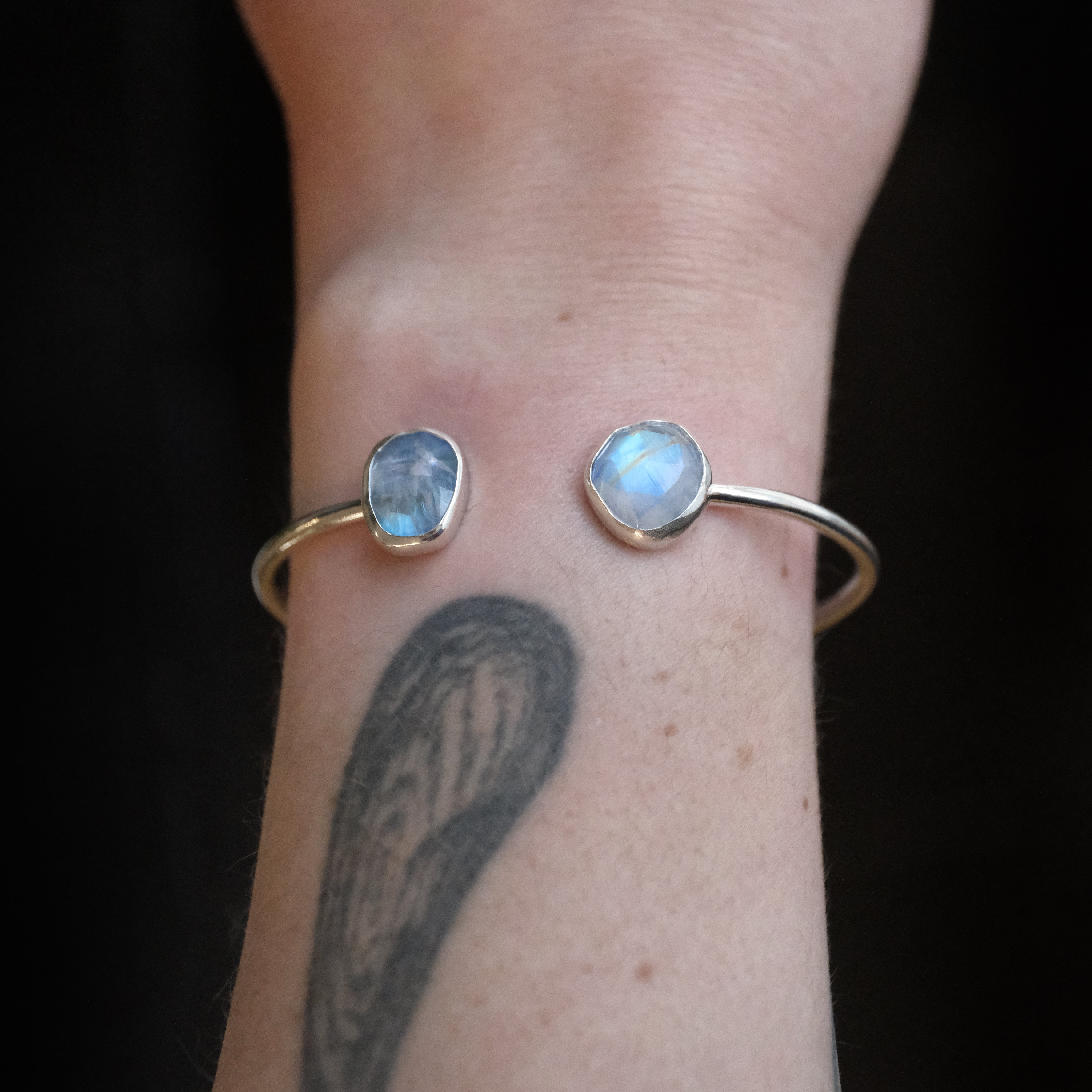 Rainbow Moonstone Duo Cuff - One of a Kind