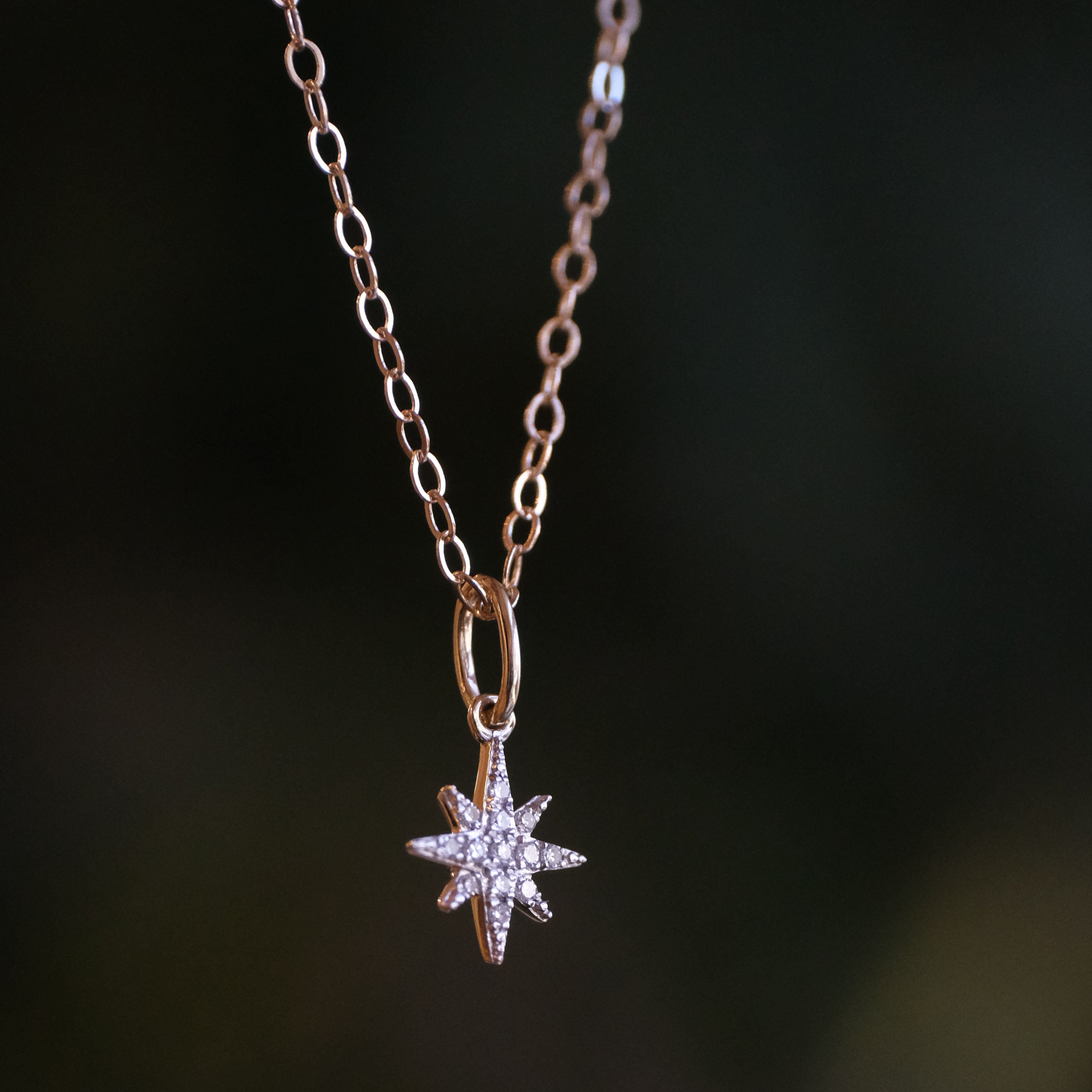 14k + Natural Diamond North Star Necklace