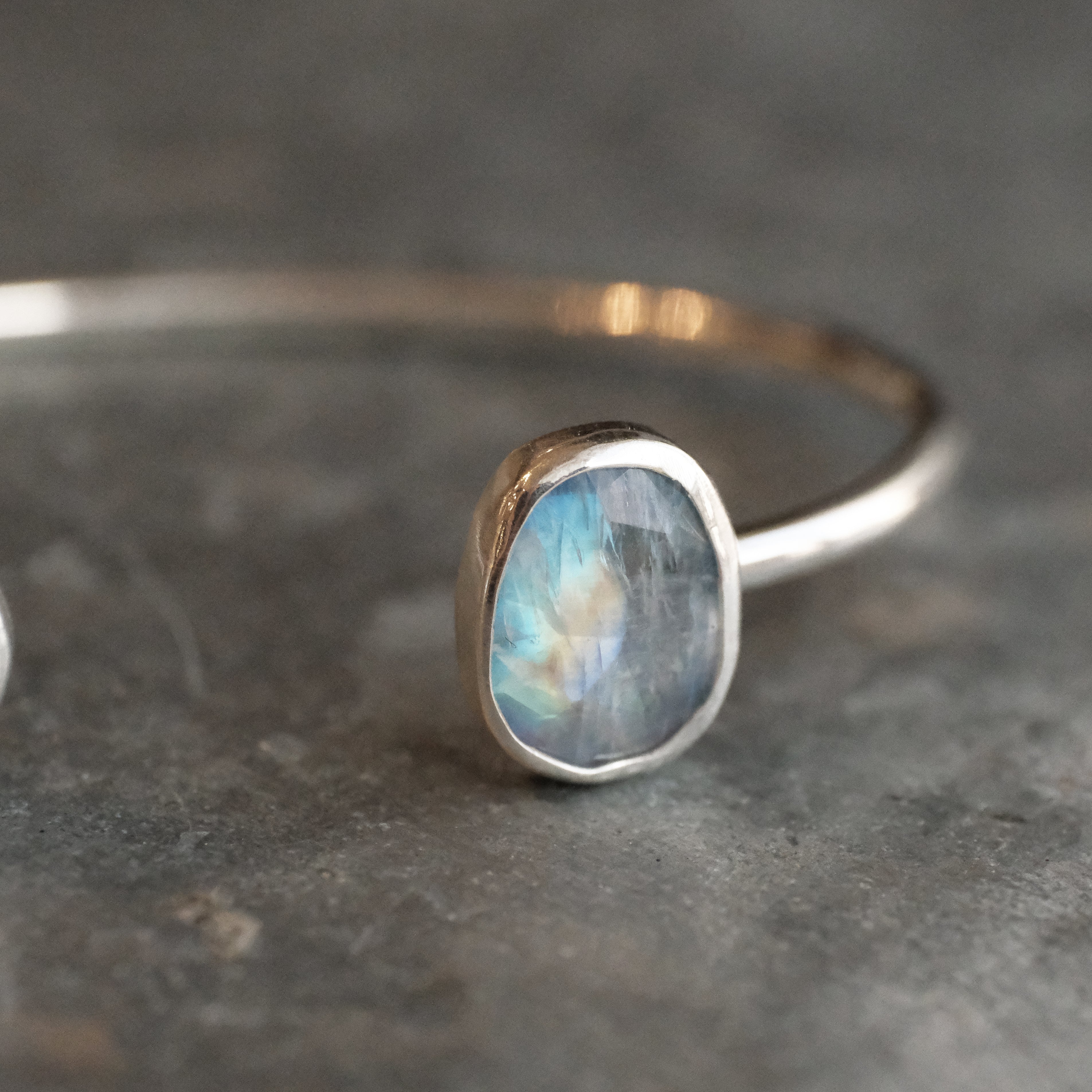 Rainbow Moonstone Duo Cuff - One of a Kind