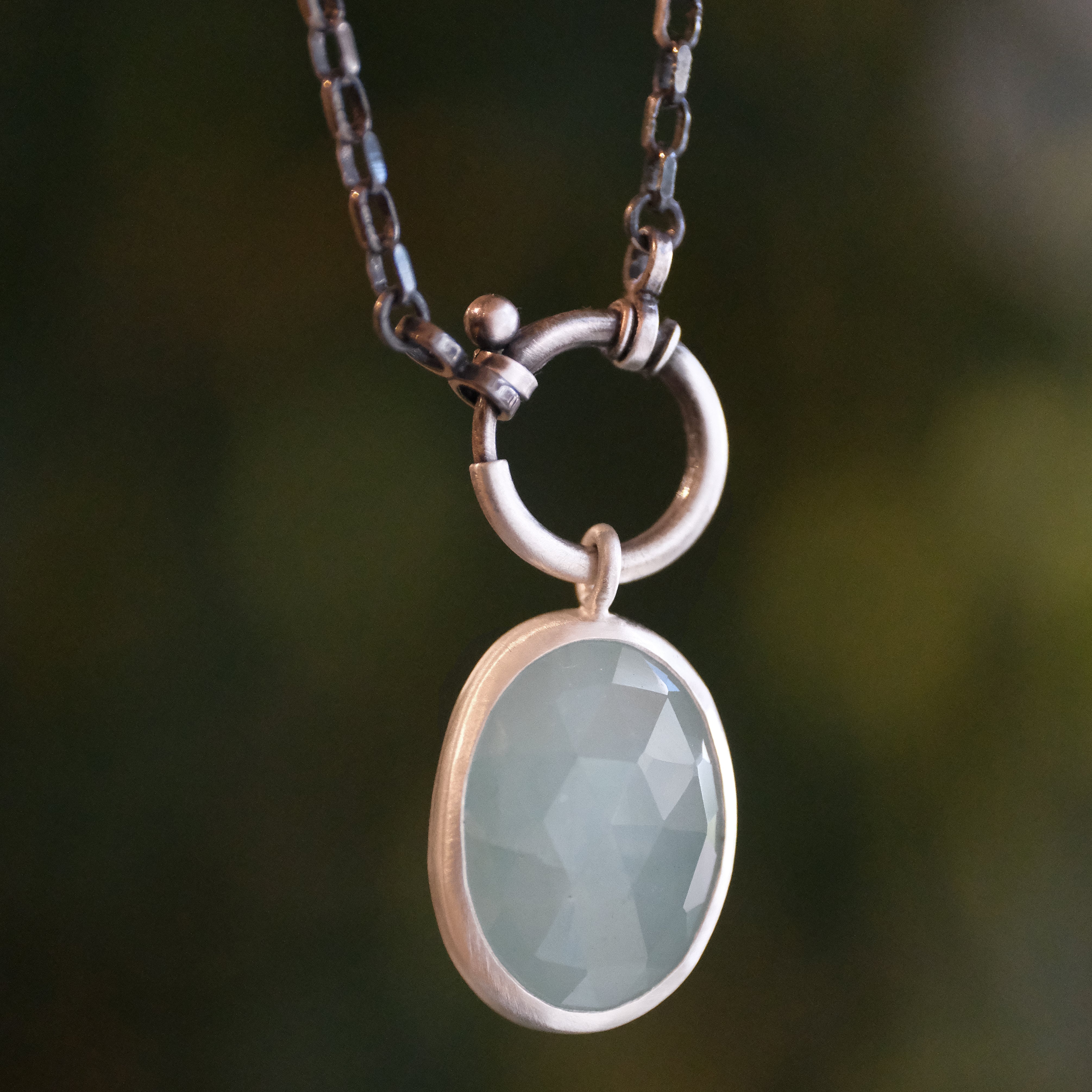 Aquamarine Charm Keeper Necklace - One of a Kind