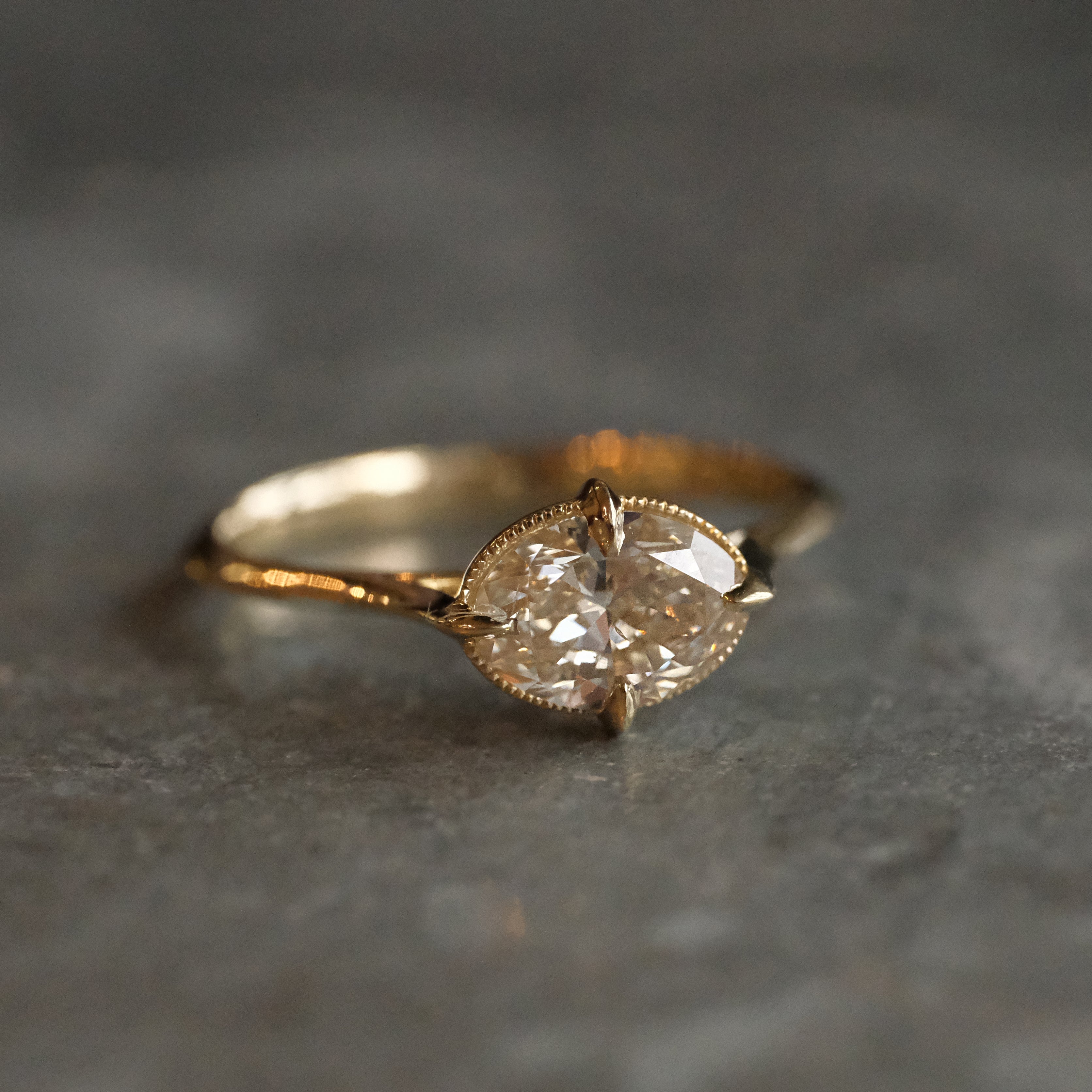 14k + Natural Diamond Champagne Avignon Ring